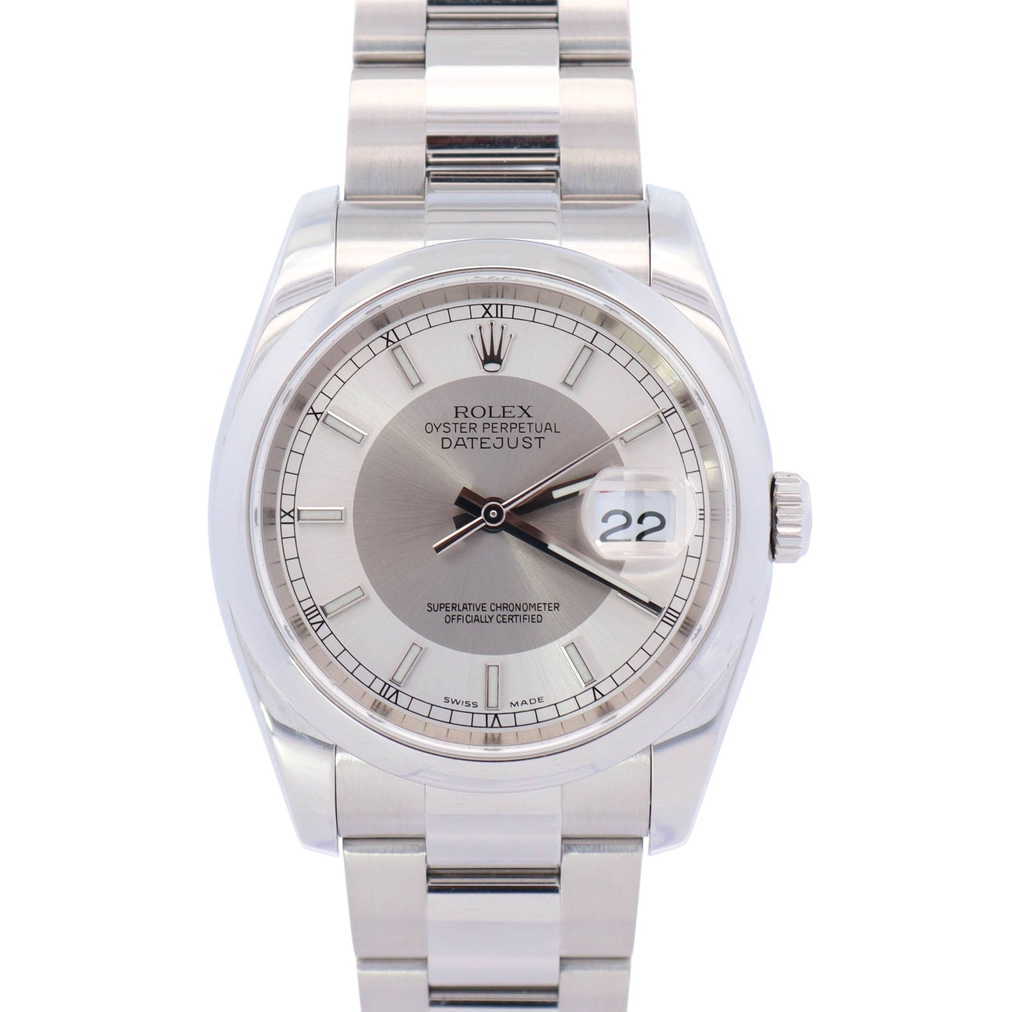 Rolex Datejust 36mm Silver Dial Watch Ref# 116200