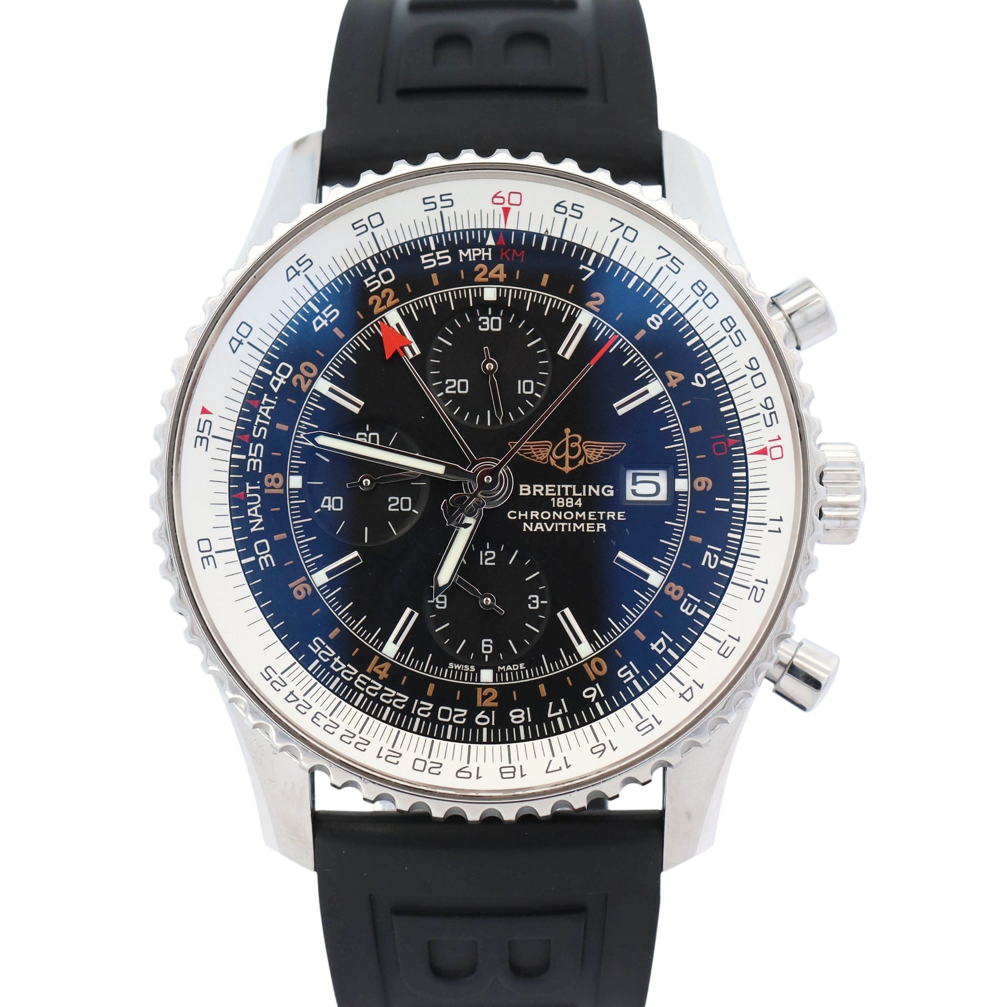 Breitling Navitimer 46mm Black Dial Watch Ref# A24322 - Happy Jewelers Fine Jewelry Lifetime Warranty
