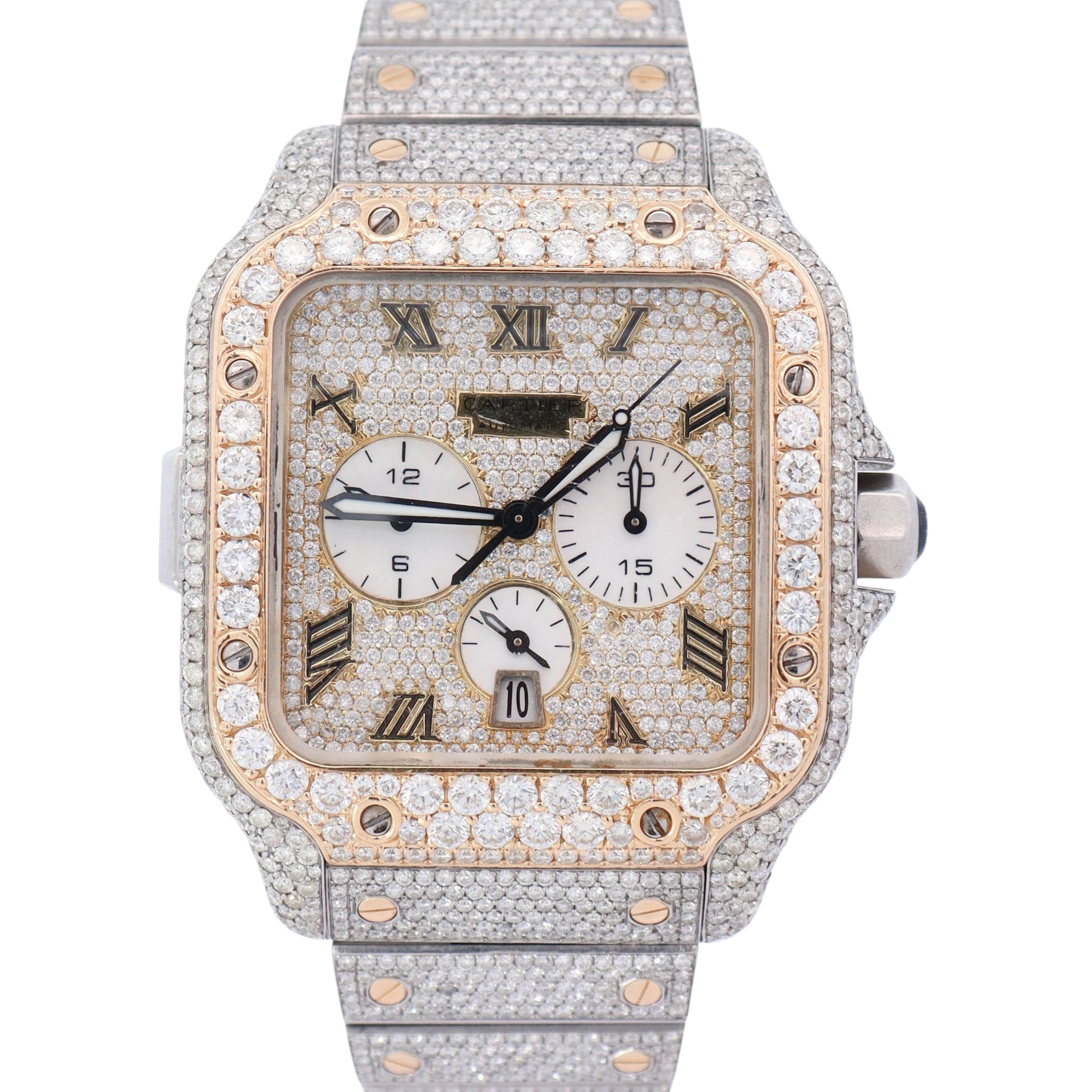 Cartier Santos 43.3mm Pave Dial Watch Ref# W2SA0008 - Happy Jewelers Fine Jewelry Lifetime Warranty