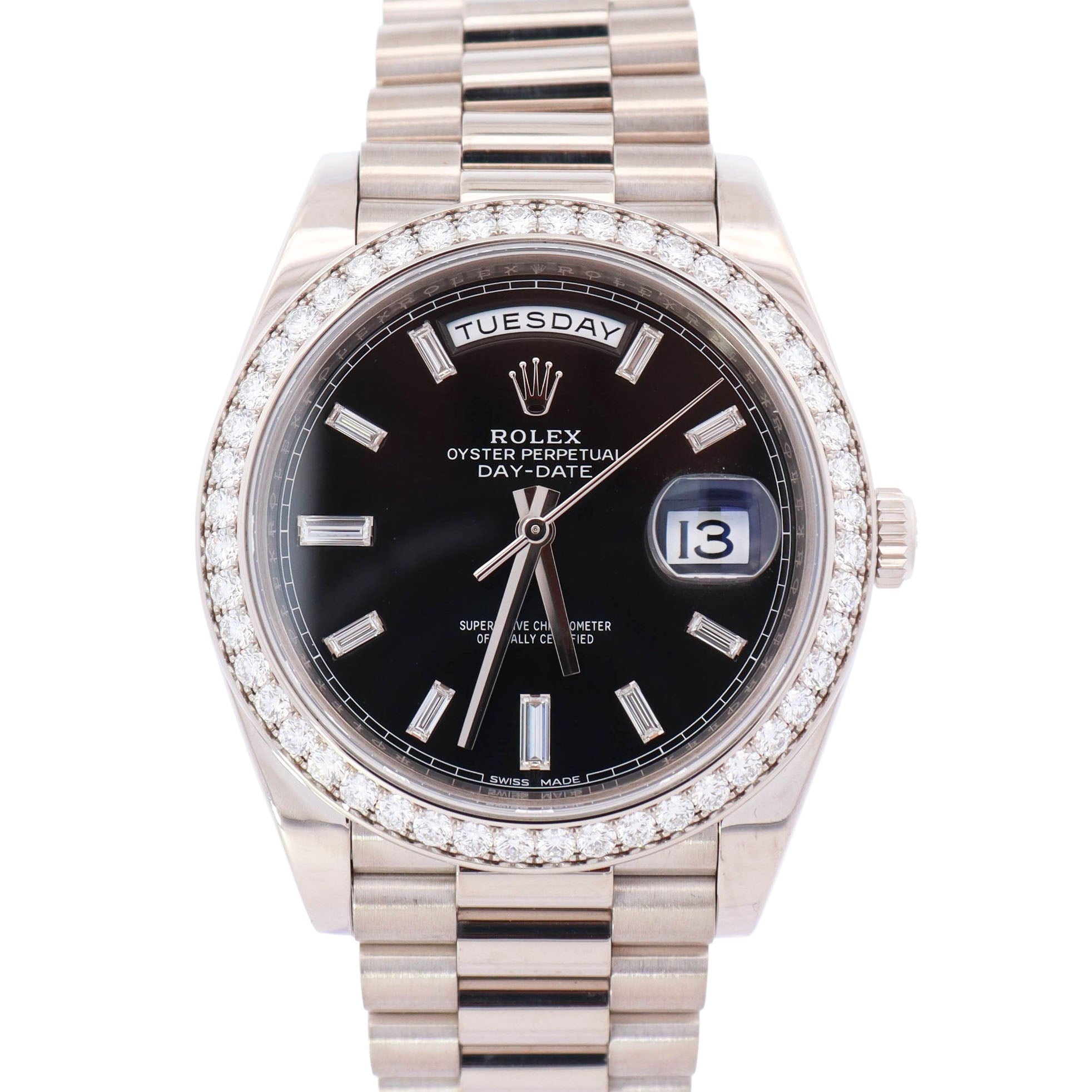 Rolex Day-Date 40mm Black Dial Watch Ref# 228349RBR - Happy Jewelers Fine Jewelry Lifetime Warranty