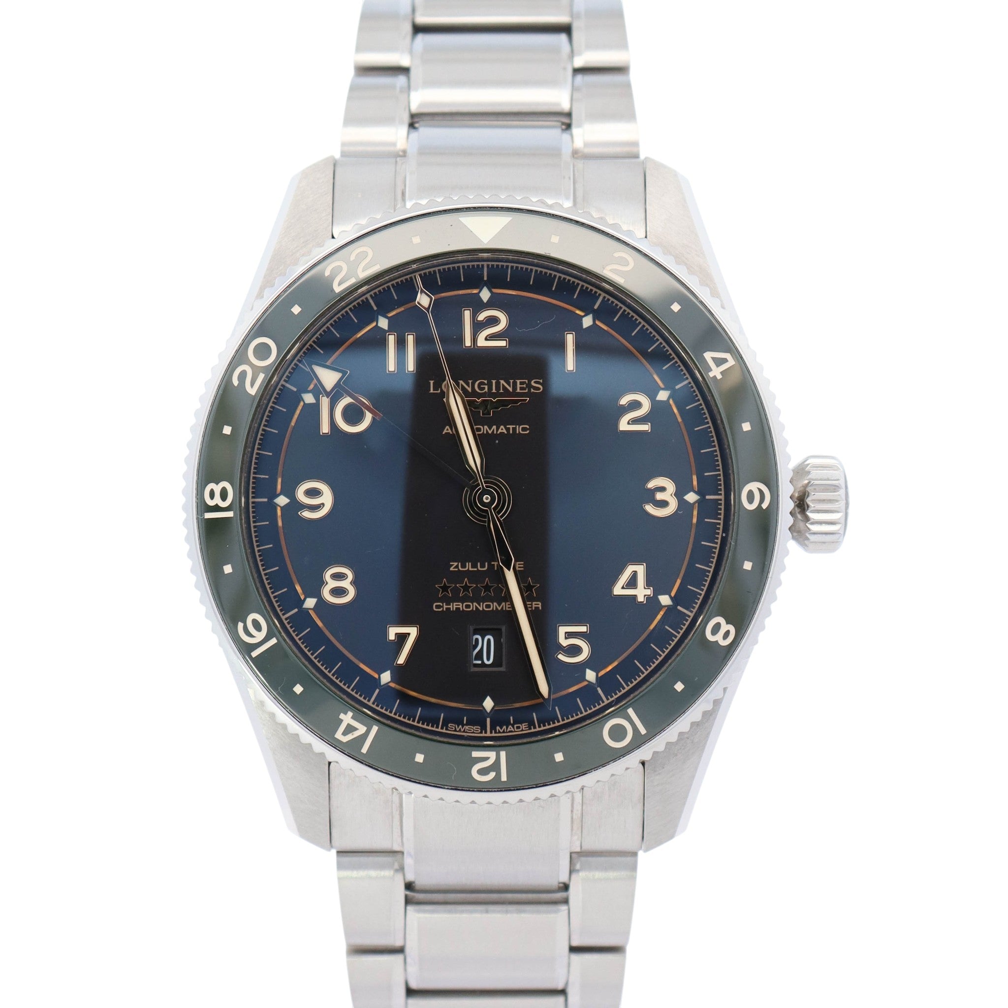 Longines Spirit Zulu Time 42mm Black Dial Watch Ref# L3.812.4.63.2