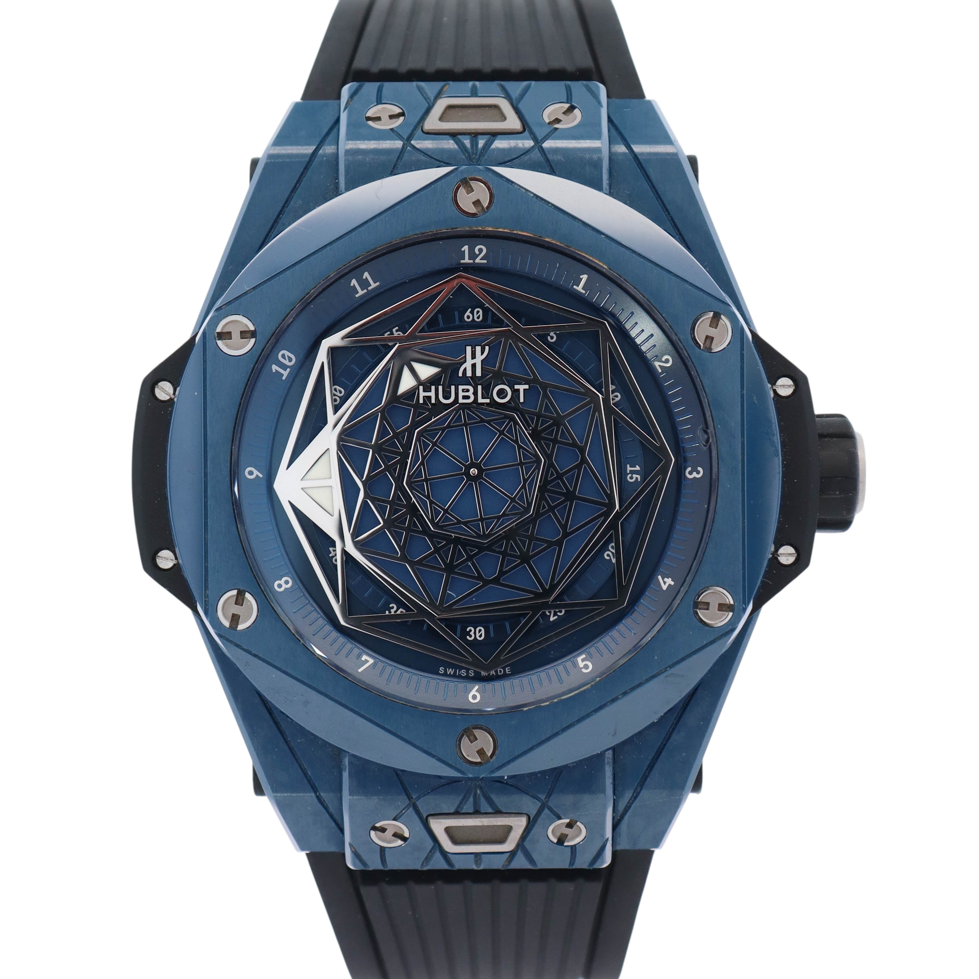 Hublot Big Bang Sang Bleu 45mm Blue Dial Watch Ref# 15.EX.7179.VR.MXM19 - Happy Jewelers Fine Jewelry Lifetime Warranty