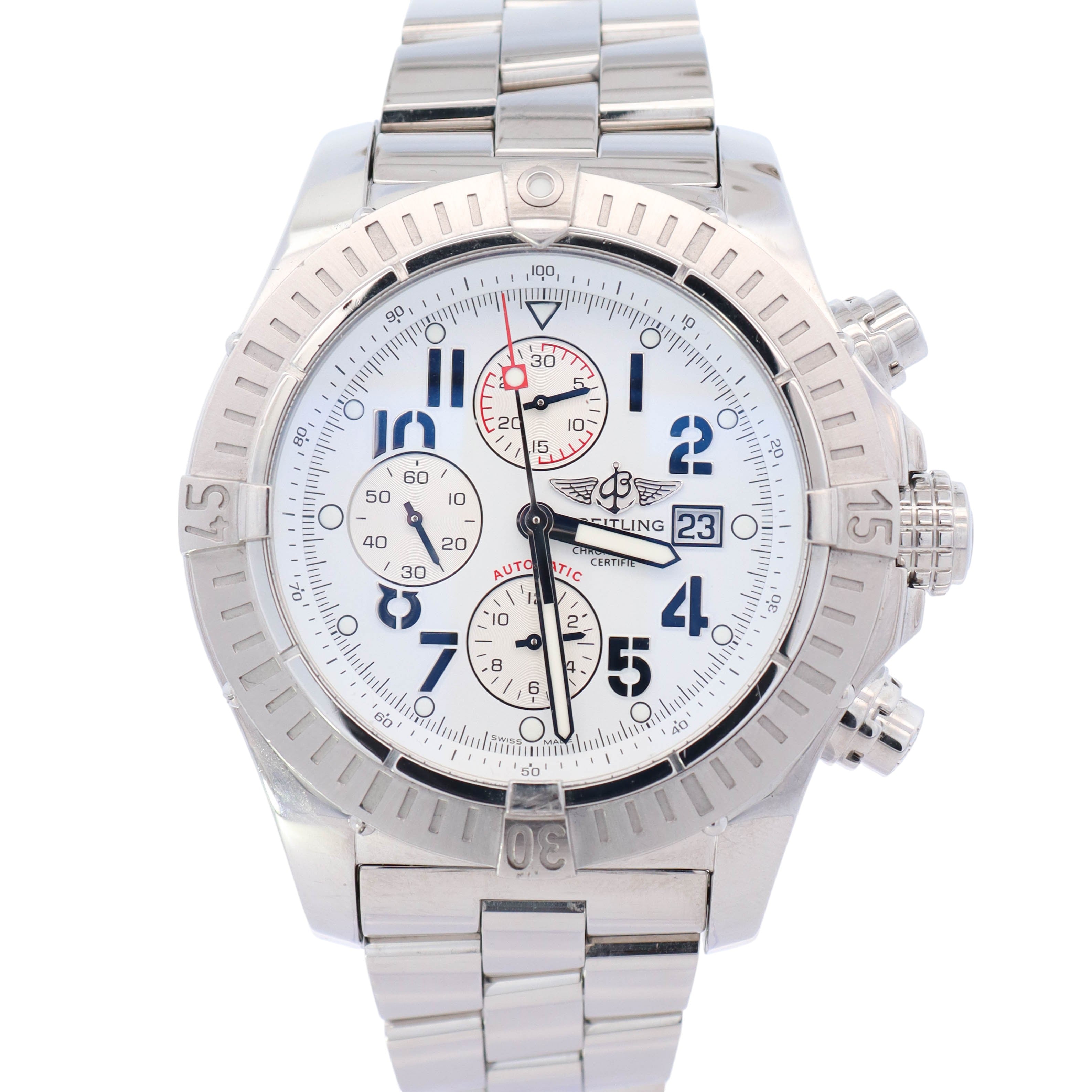 Breitling Super Avenger 48mm White Dial Watch Ref# A13370 - Happy Jewelers Fine Jewelry Lifetime Warranty