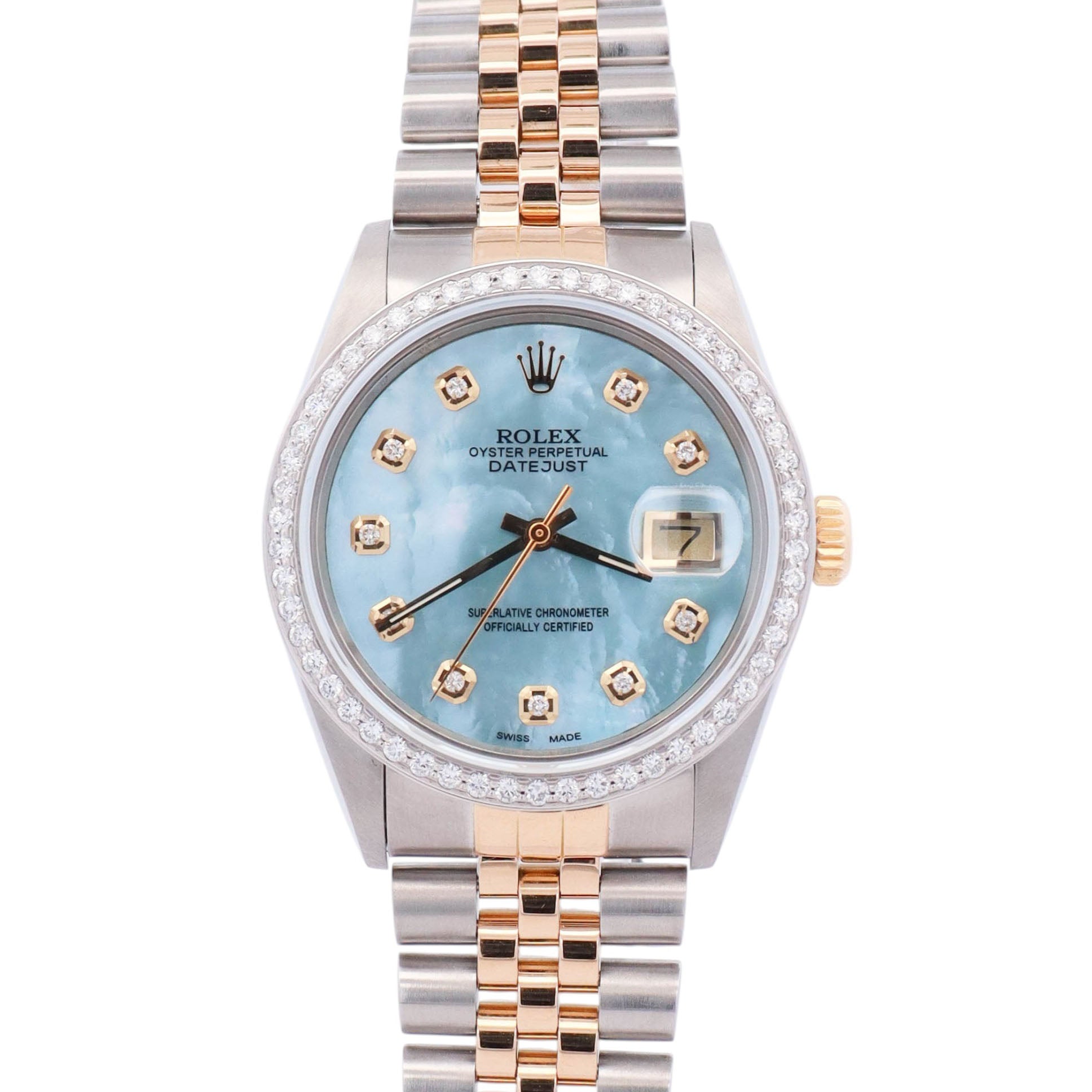 Rolex Datejust 36mm Blue MOP Dial Watch Ref# 16233 – Happy Jewelers