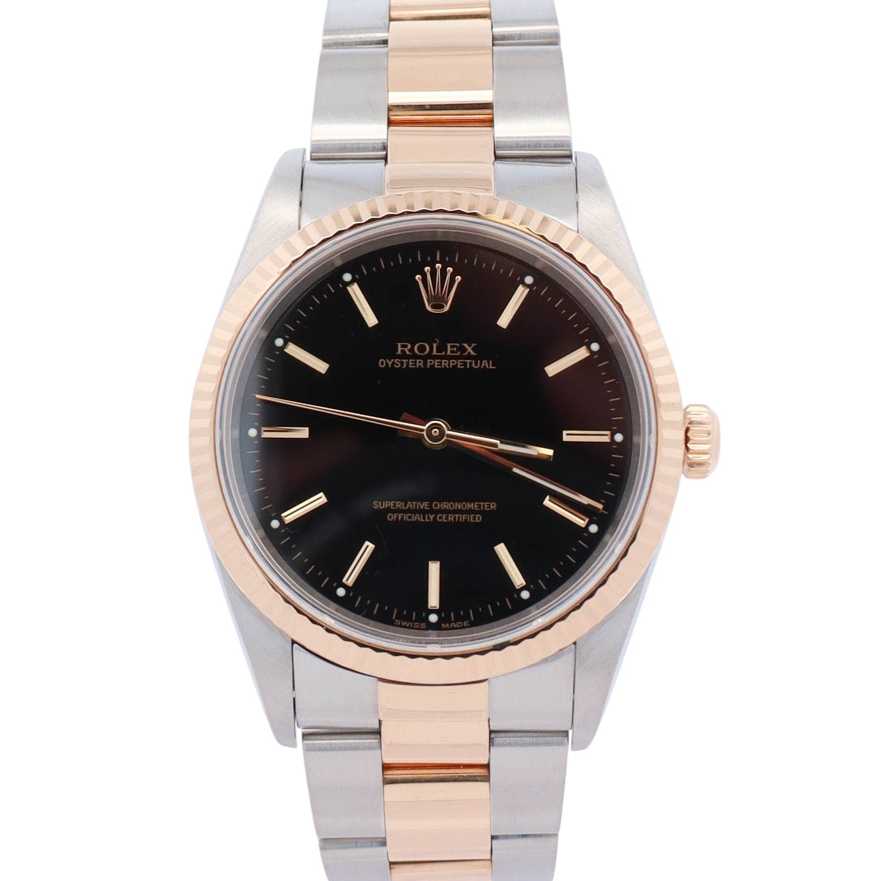 黒テラ Rolex Oyster Perpetual 34mm Black Dial Watch Ref# 14233 – Happy