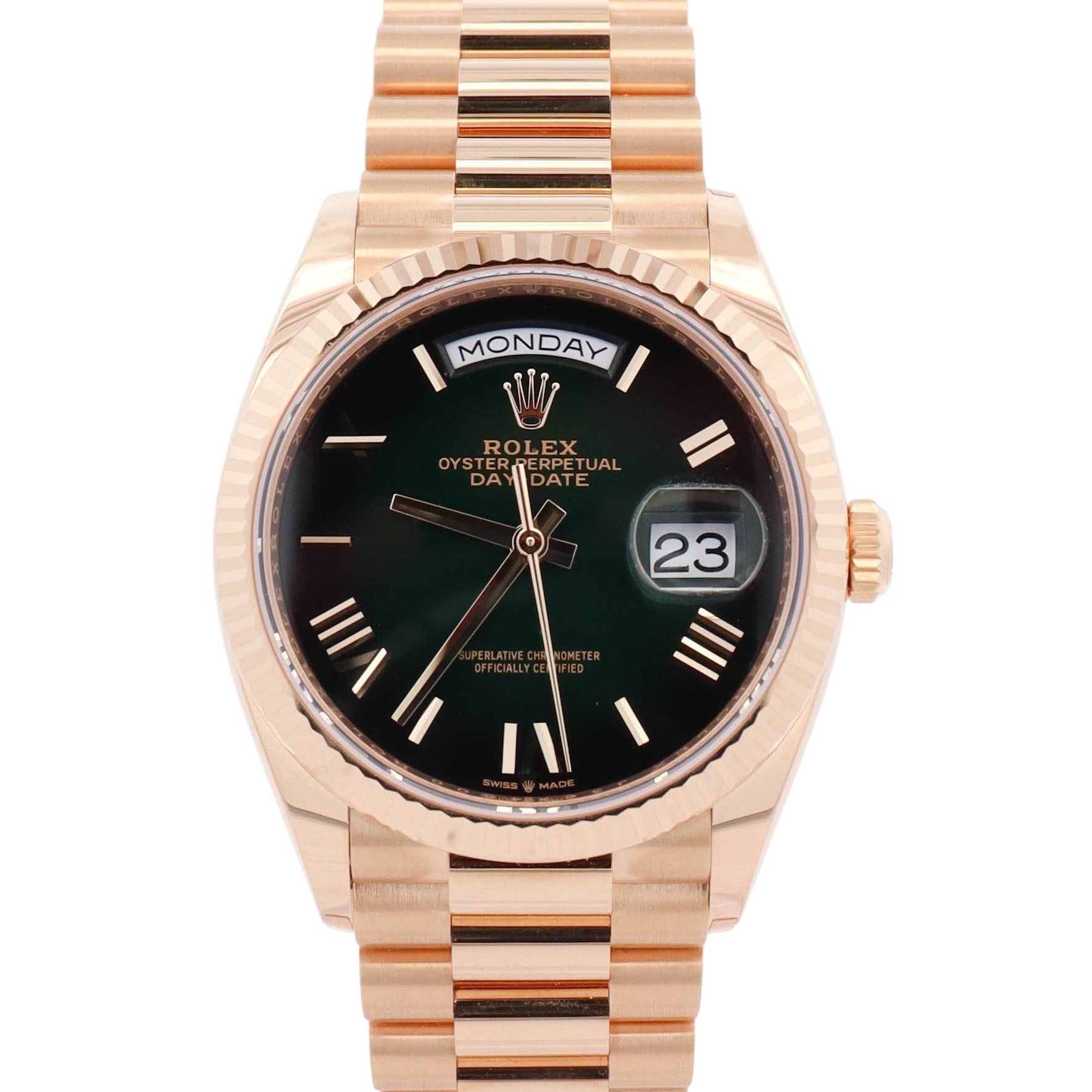 Rolex Day-Date 36mm Green Ombre Dial Watch Ref# 128238