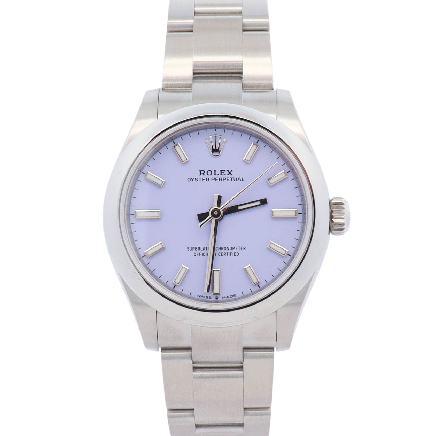 Rolex Oyster Perpetual 31mm Lilac Dial Watch Ref# 277200 – Happy
