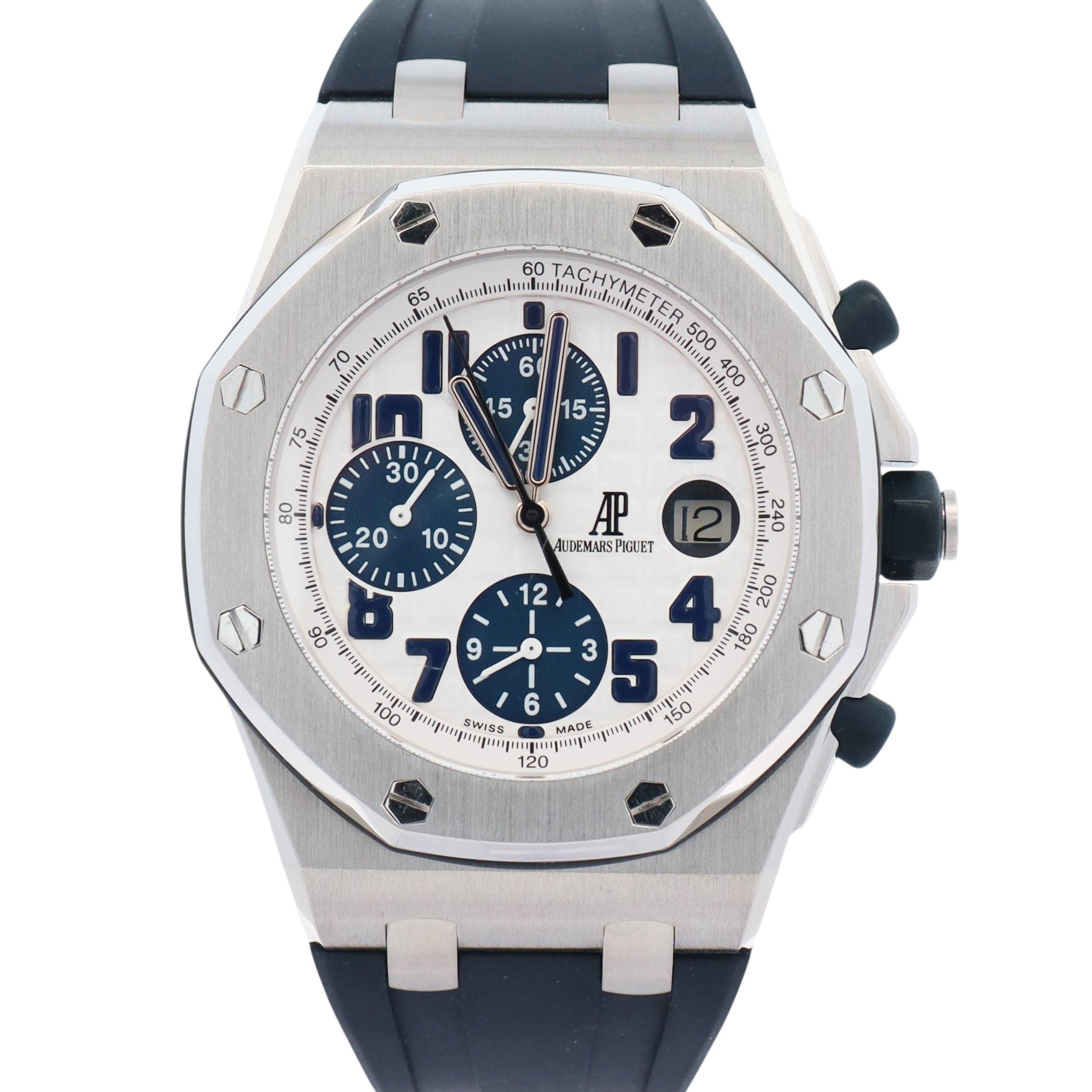 Audemars Piguet Royal Oak Offshore 42mm White Dial Watch Ref# 26020ST.OO.D020IN.01 - Happy Jewelers Fine Jewelry Lifetime Warranty