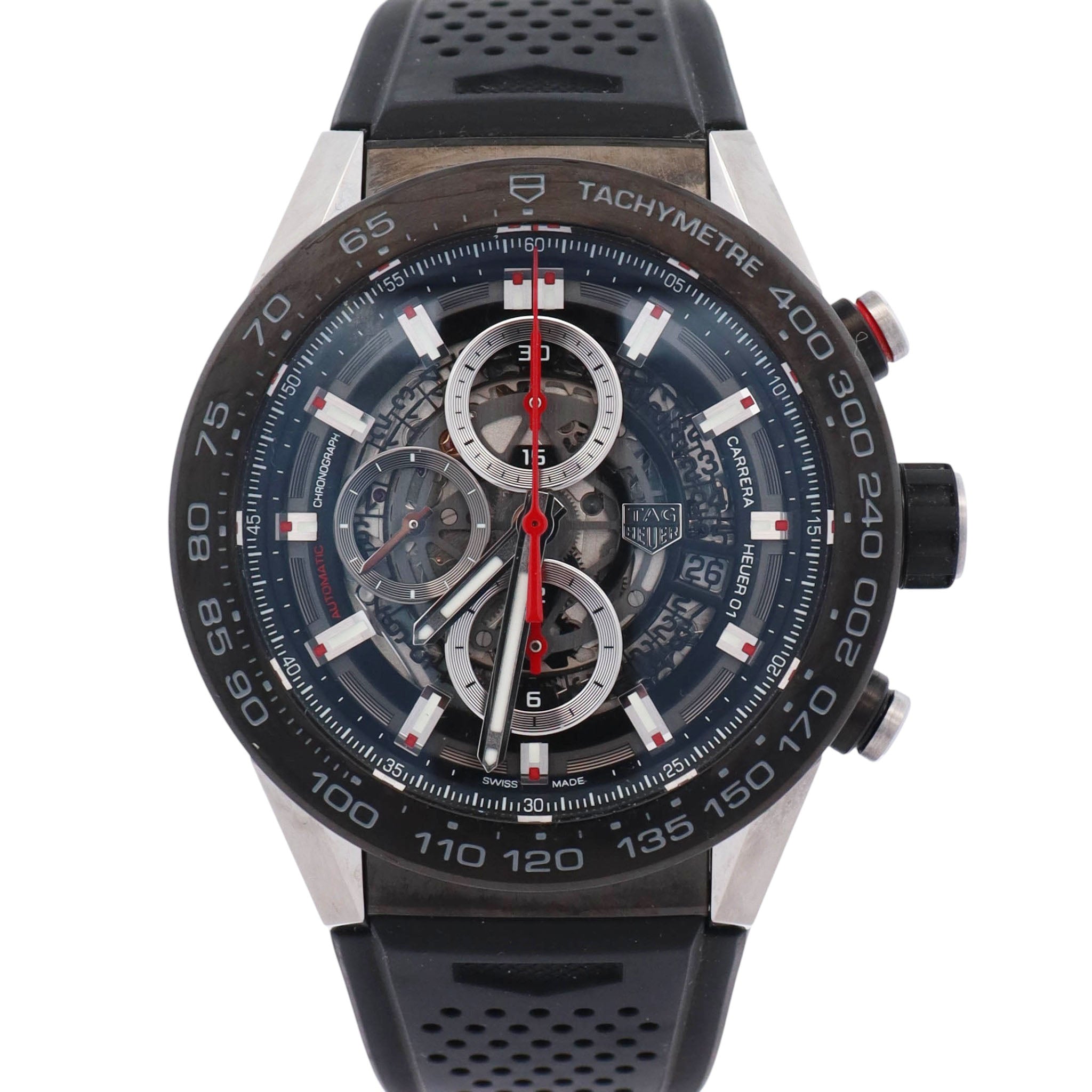 Tag Heuer Carrera Calibre HEUER 01 45mm Skeletonized Dial Watch Ref# CAR2A1Z.FT6044 - Happy Jewelers Fine Jewelry Lifetime Warranty