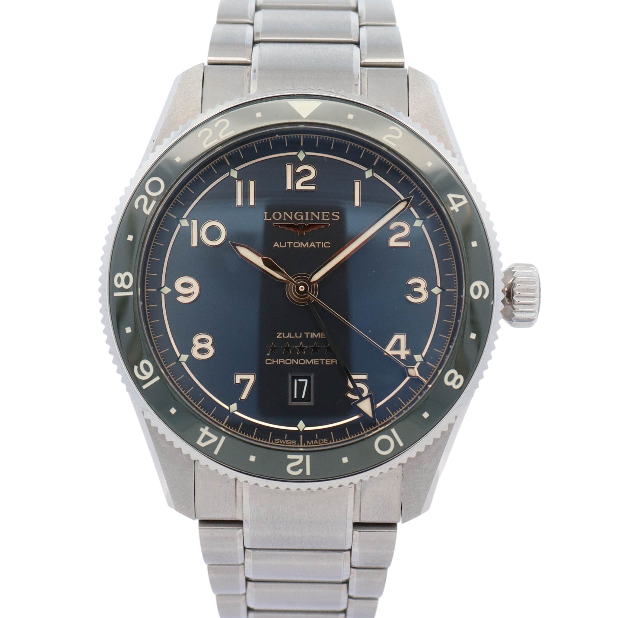 Longines Spirit Zulu Time Stainless Steel 42mm Anthracite Dial Watch Ref# L3.812.4.63.6 - Happy Jewelers Fine Jewelry Lifetime Warranty