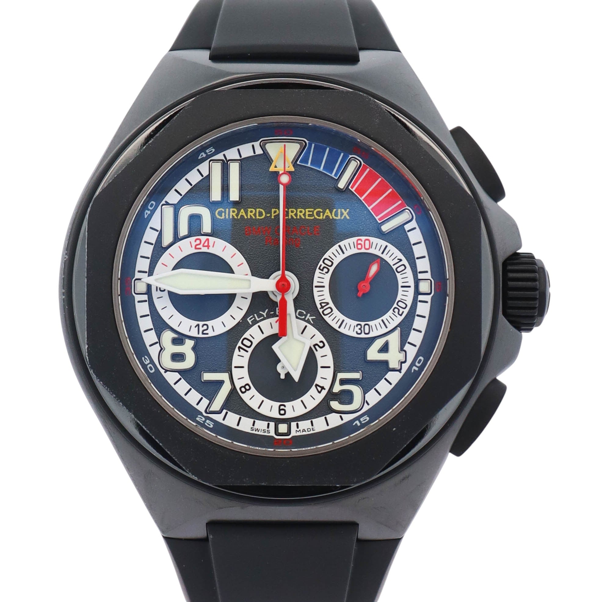 Girard-Perregaux Laureato BMW Oracale Racing Flyback Edition 46mm Black Dial Watch Ref# 80175 - Happy Jewelers Fine Jewelry Lifetime Warranty