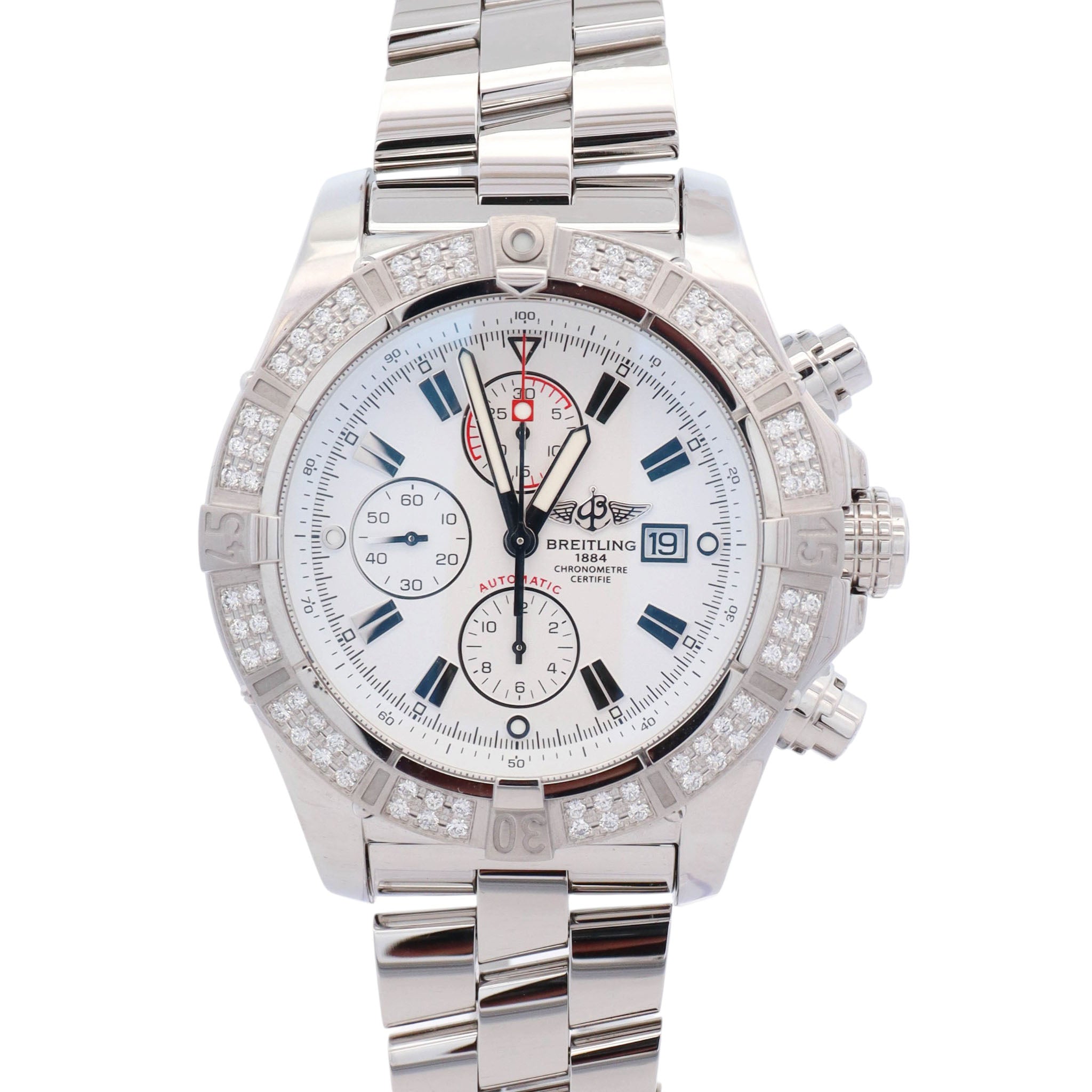 Breitling Super Avenger 48mm White Chronograph Dial Watch Ref# A13370 - Happy Jewelers Fine Jewelry Lifetime Warranty