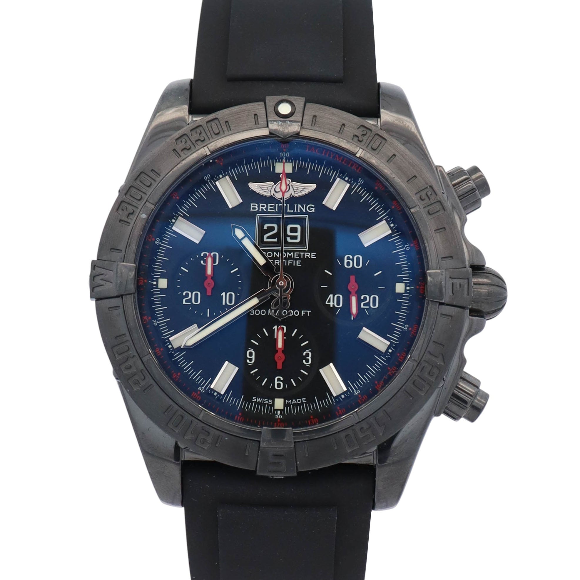 Breitling Blackbird 44mm Black Chronograph Dial Watch Ref# M4435911BA27 - Happy Jewelers Fine Jewelry Lifetime Warranty