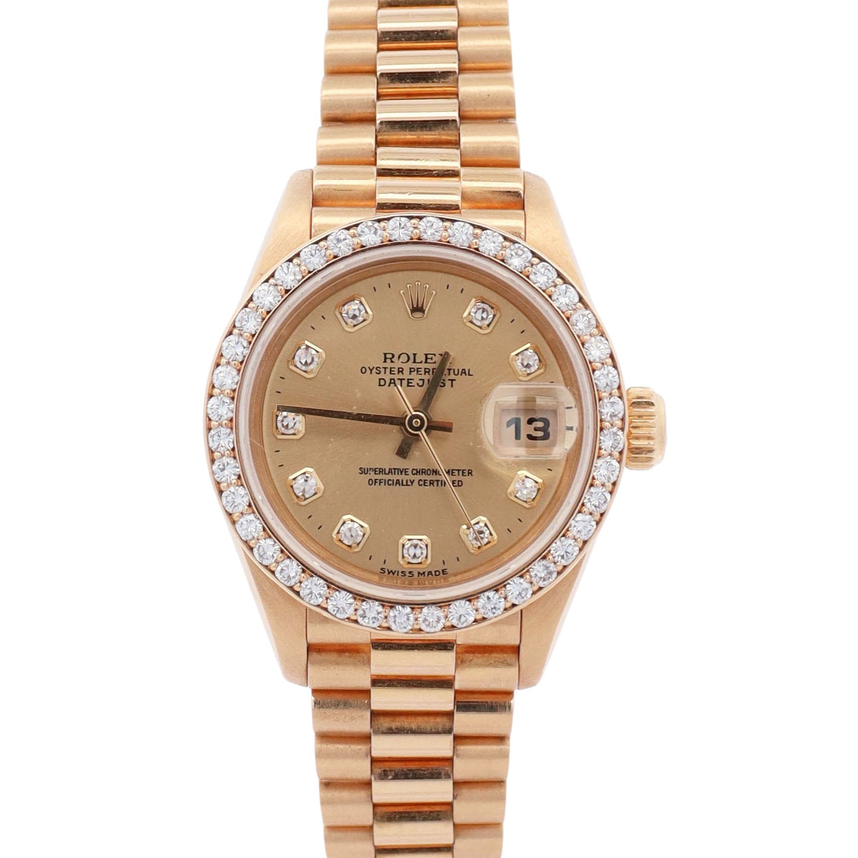 Rolex Datejust 26mm Factory Champagne Diamond Dial Watch Ref# 69138 - Happy Jewelers Fine Jewelry Lifetime Warranty
