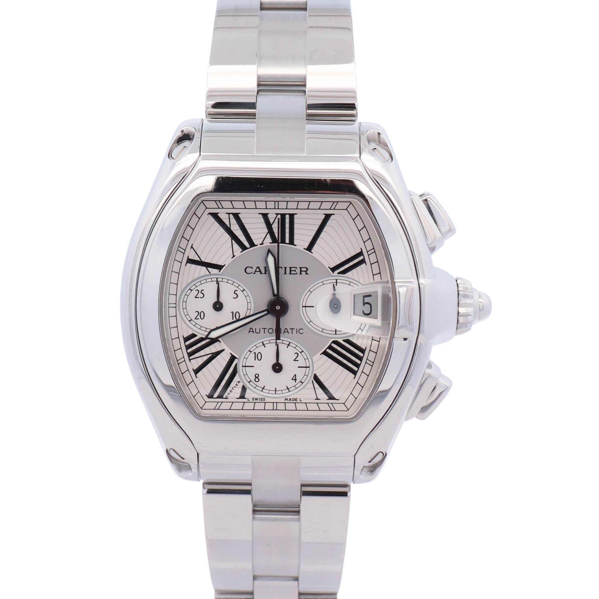 Cartier Roadster 48mm Silver Dial Watch Ref# W62019X6 - Happy Jewelers Fine Jewelry Lifetime Warranty