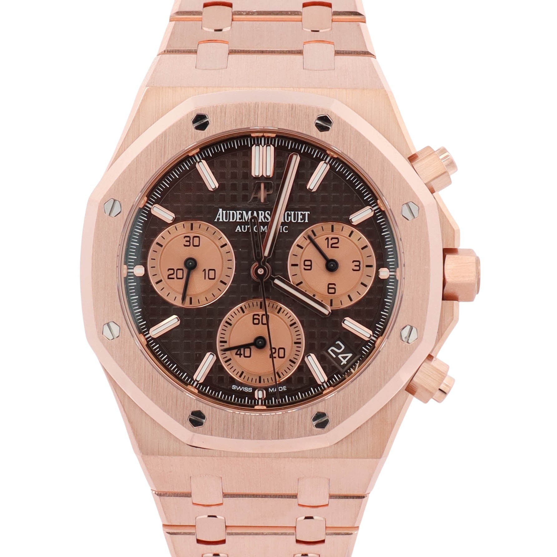 Audemars Piguet Royal Oak Rose Gold 41mm Chocolate Chronograph Dial Watch Ref# 26239OR.OO.1220OR.02 - Happy Jewelers Fine Jewelry Lifetime Warranty