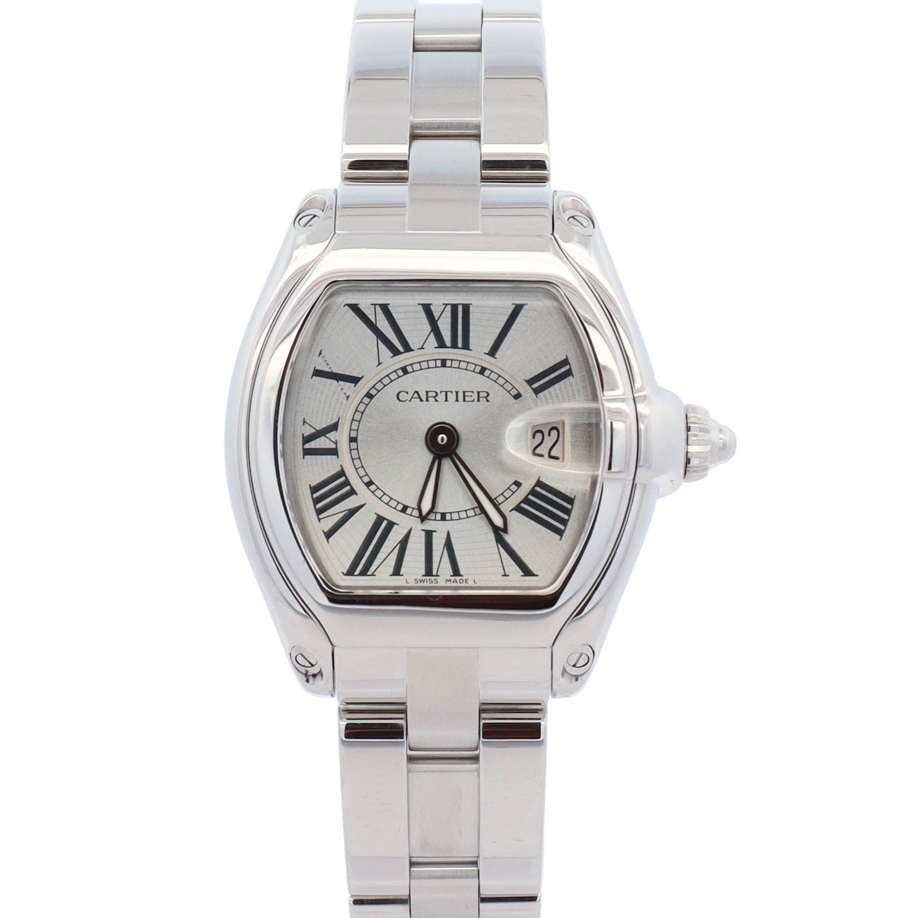 Cartier Roadster Stainless Steel 31mm Silver Dial Watch Ref# W62016V3 - Happy Jewelers Fine Jewelry Lifetime Warranty