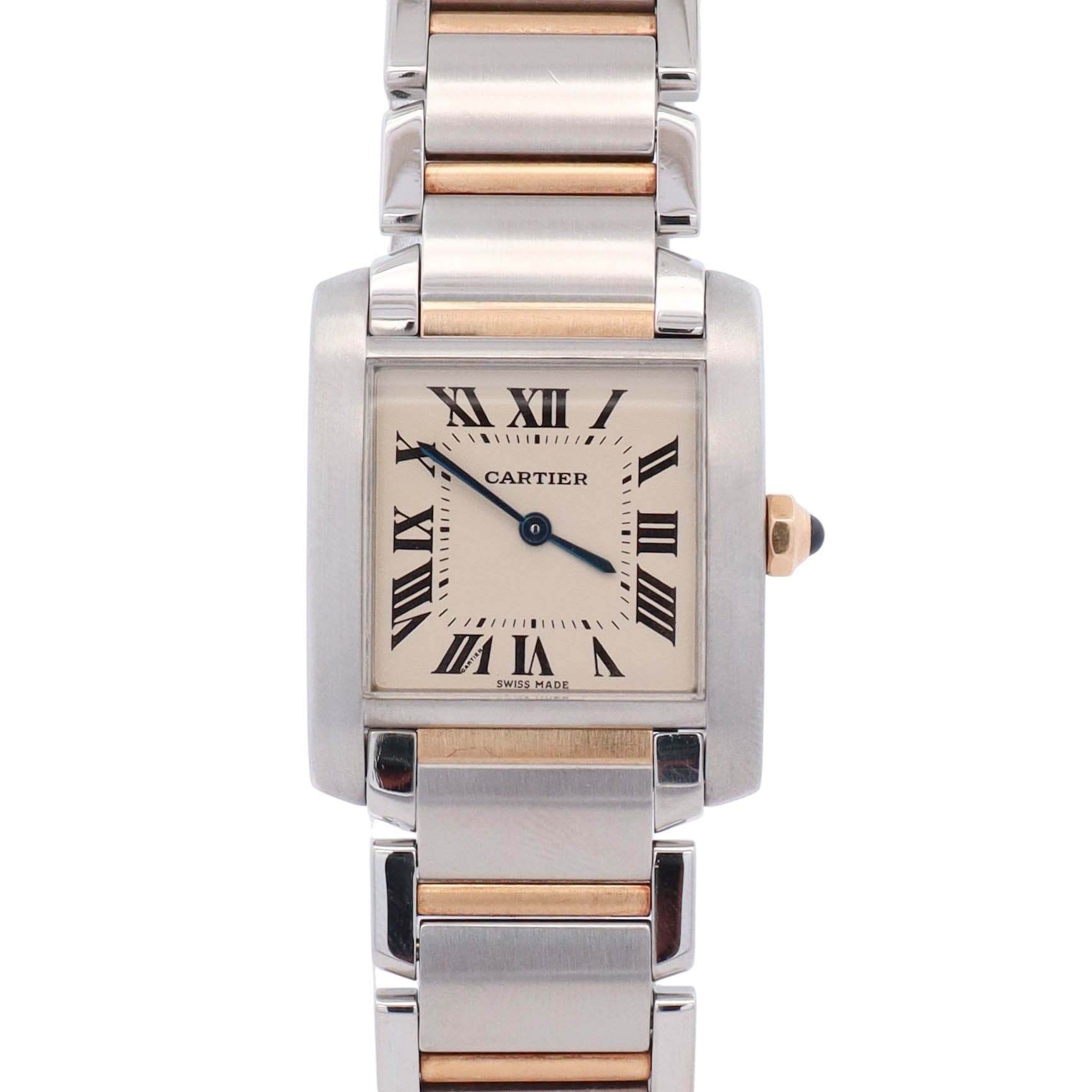 Cartier Tank Stainless Steel 25mm White Roman Dial Watch Ref# W51006Q4 - Happy Jewelers Fine Jewelry Lifetime Warranty