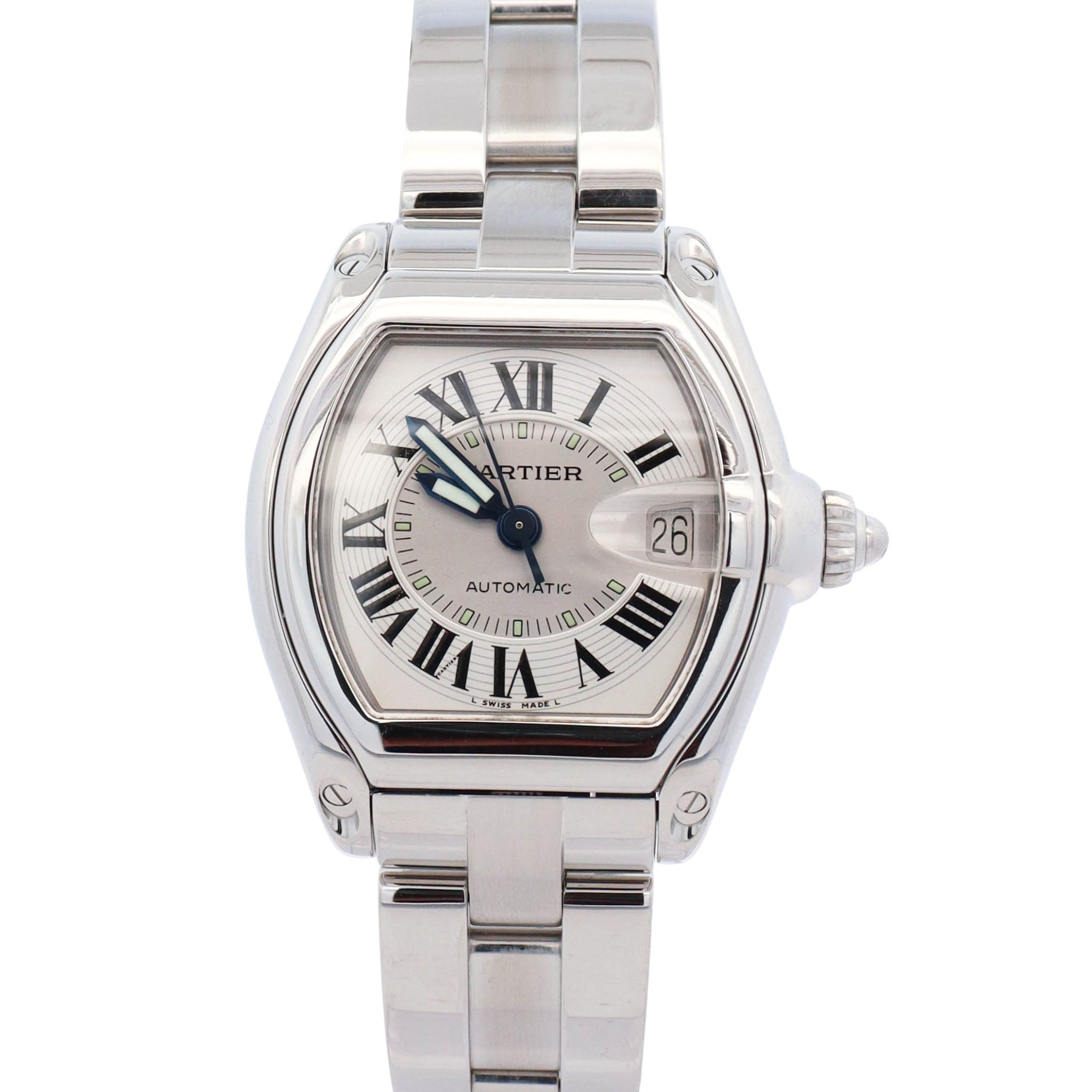 Cartier Roadster Stainless Steel 38mm Silver Dial Watch Ref# W62000V3 - Happy Jewelers Fine Jewelry Lifetime Warranty