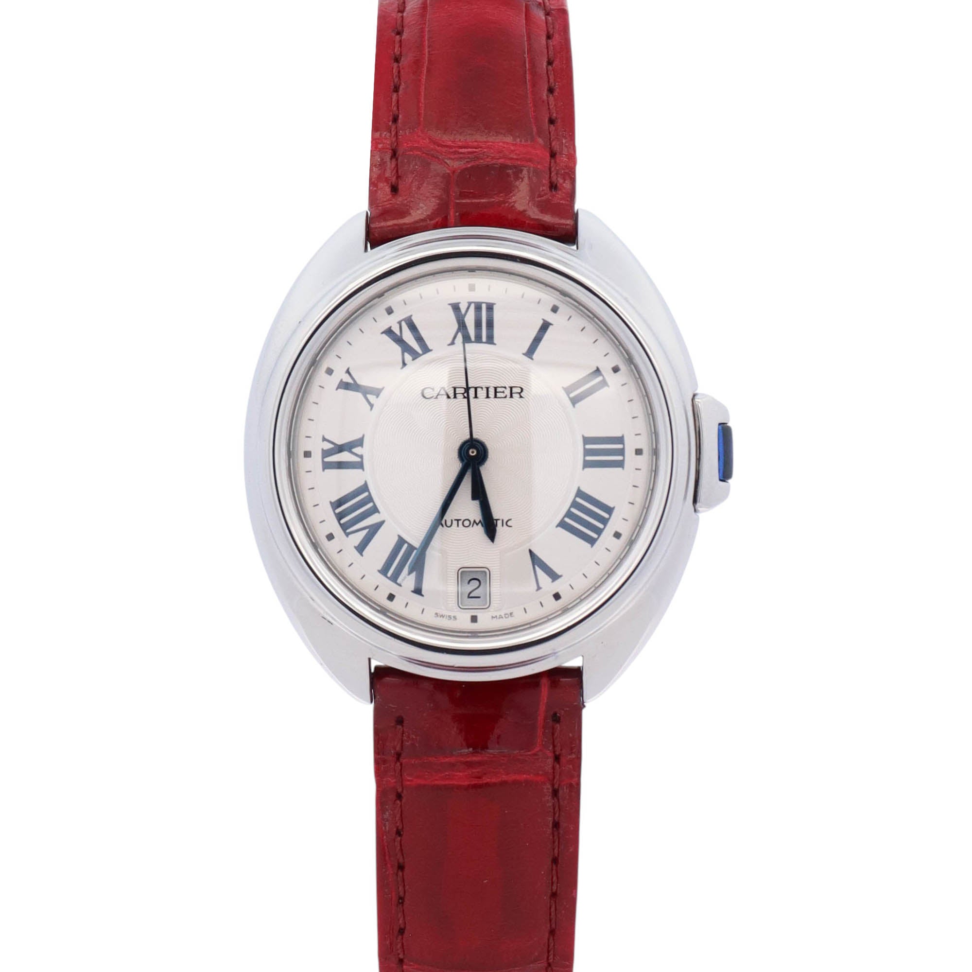 Cartier Cle De Stainless Steel 35mm White Dial Watch Ref# WSCL0017 - Happy Jewelers Fine Jewelry Lifetime Warranty