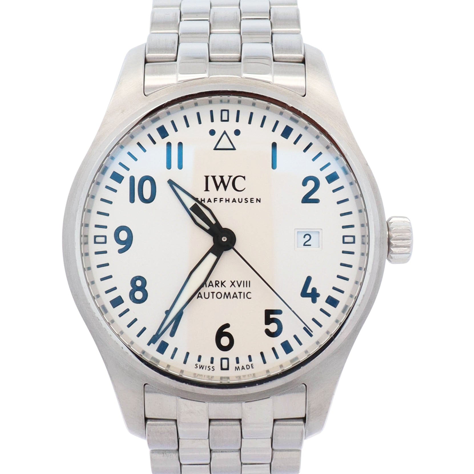 IWC Pilots Mark XVIII Stainless Steel 40mm White Dial Watch Ref# IW327012 - Happy Jewelers Fine Jewelry Lifetime Warranty