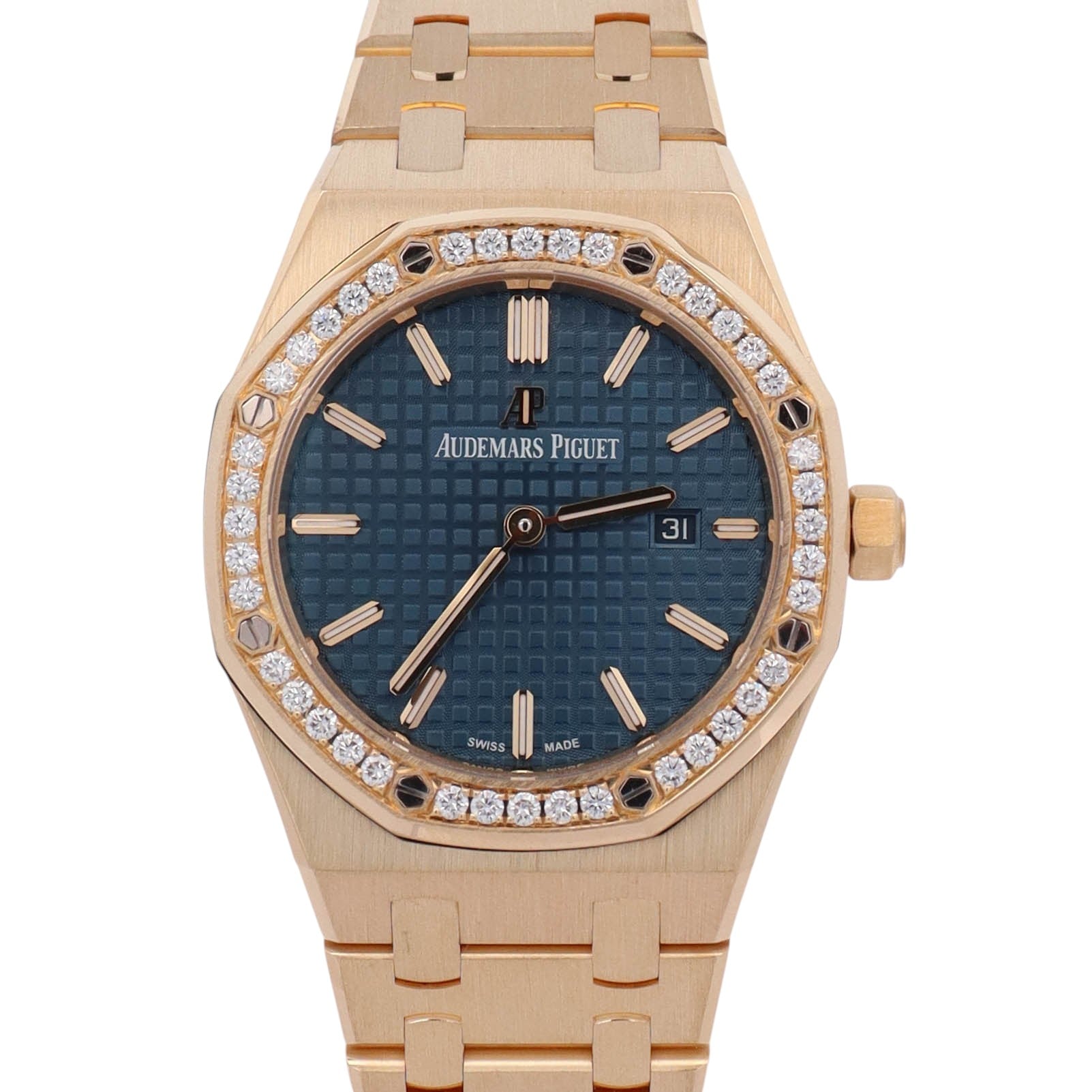 Audemars Piguet Royal Oak Yellow Gold 33mm Blue Dial Watch Ref# 67651BA.ZZ.1261BA.02 - Happy Jewelers Fine Jewelry Lifetime Warranty