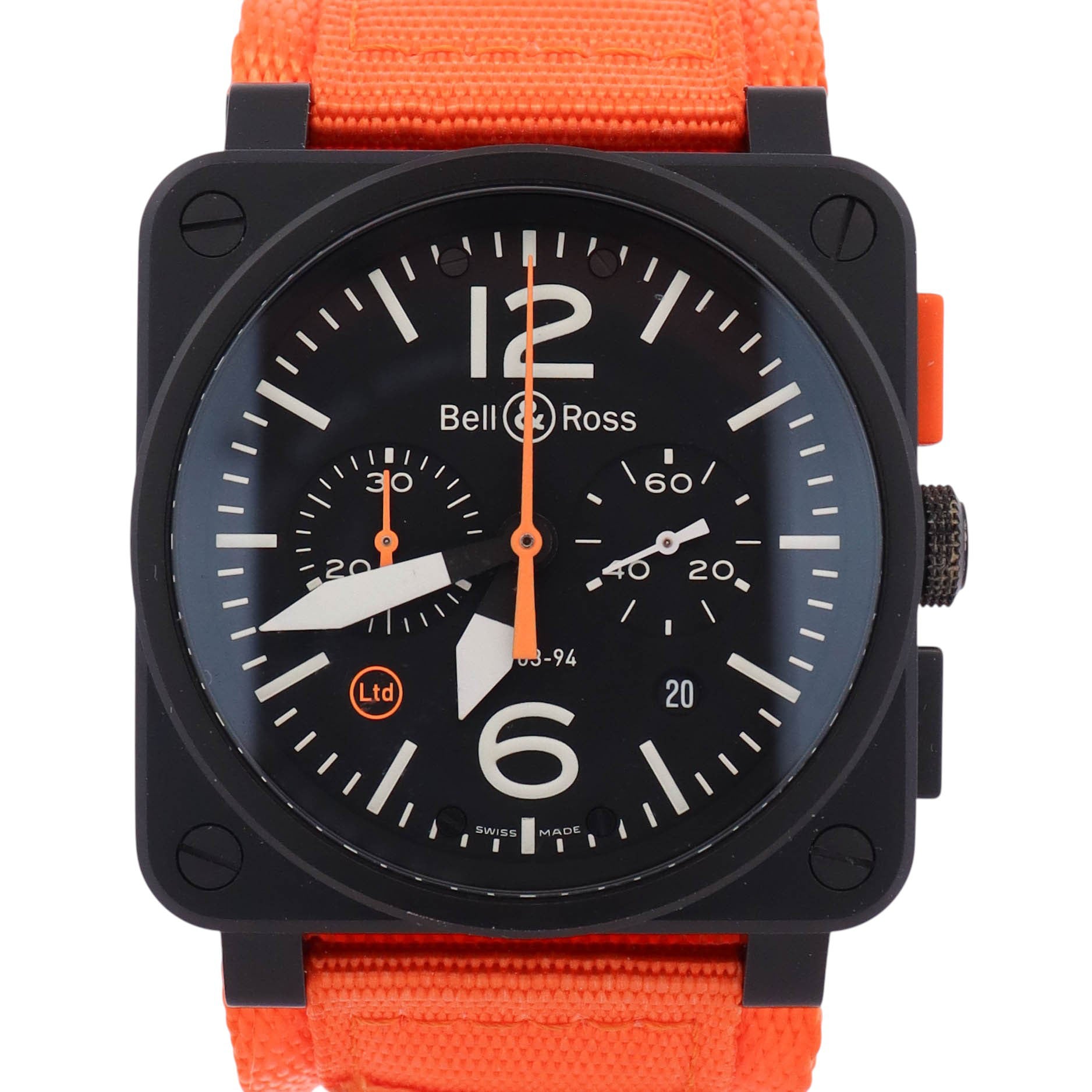 Bell & Ross Aviation 43mm Black Chronograph Watch Ref# BR0394-O-CA
