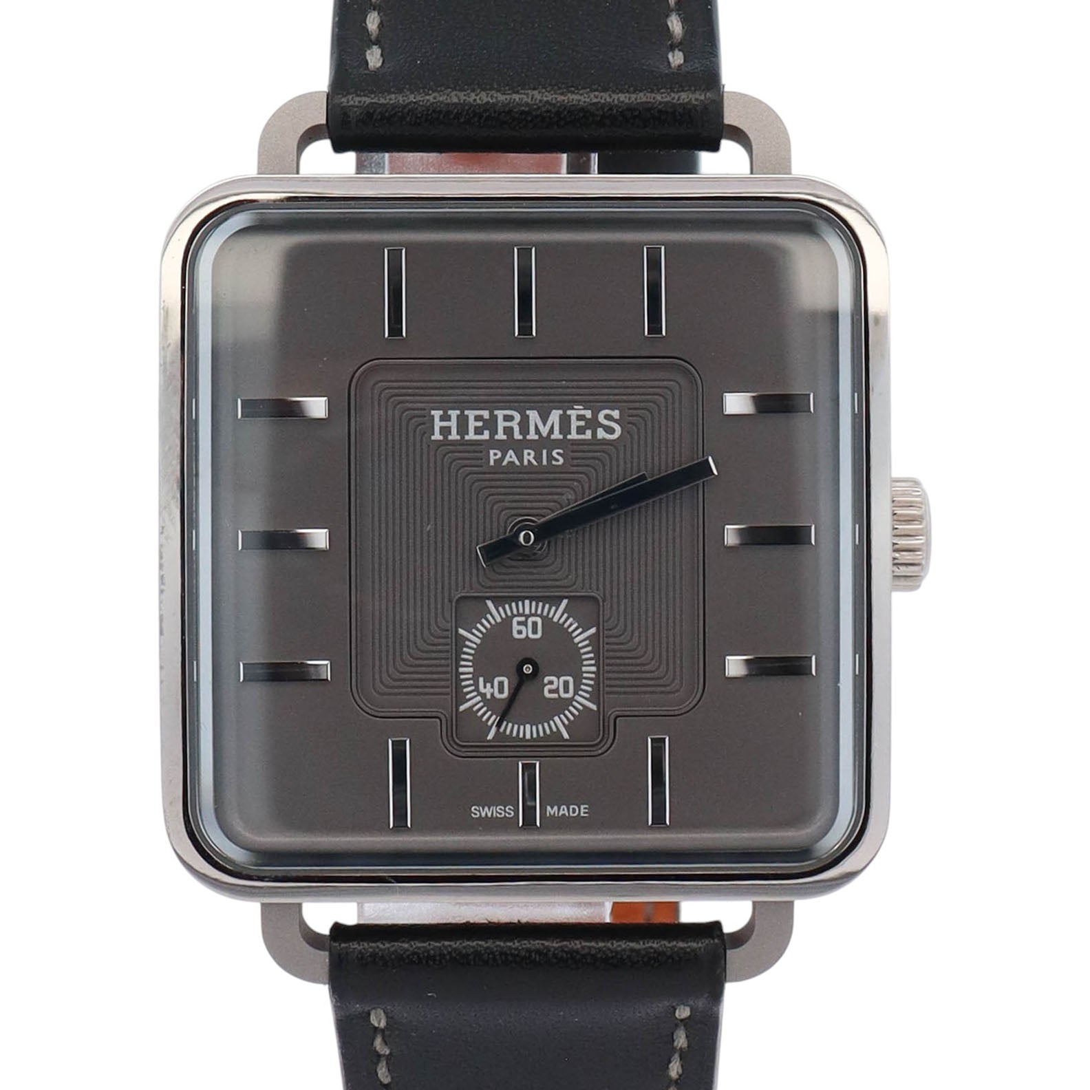 Hermes Carre H Classical 36mm Grey Stick Dial Watch Ref# TI1.741 - Happy Jewelers Fine Jewelry Lifetime Warranty