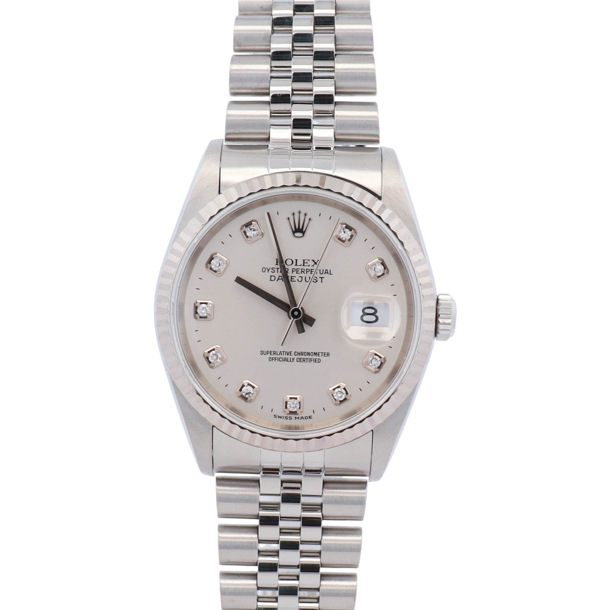 Rolex Datejust 36mm Silver Diamond Dial Watch Ref# 126234 - Happy Jewelers Fine Jewelry Lifetime Warranty
