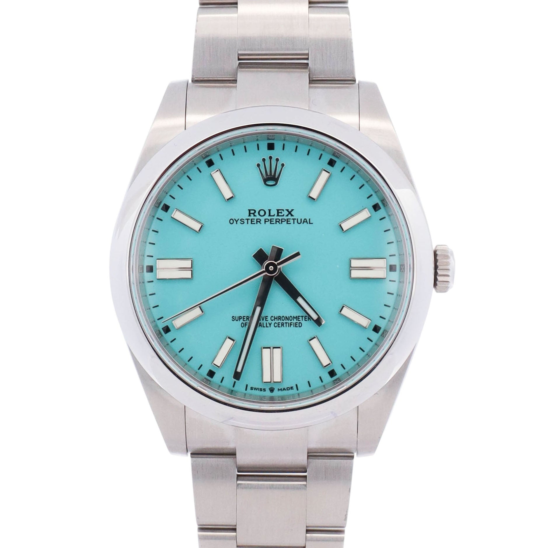 Rolex Oyster Perpetual 41mm Custom Turquoise Dial Watch Ref# 124300 - Happy Jewelers Fine Jewelry Lifetime Warranty