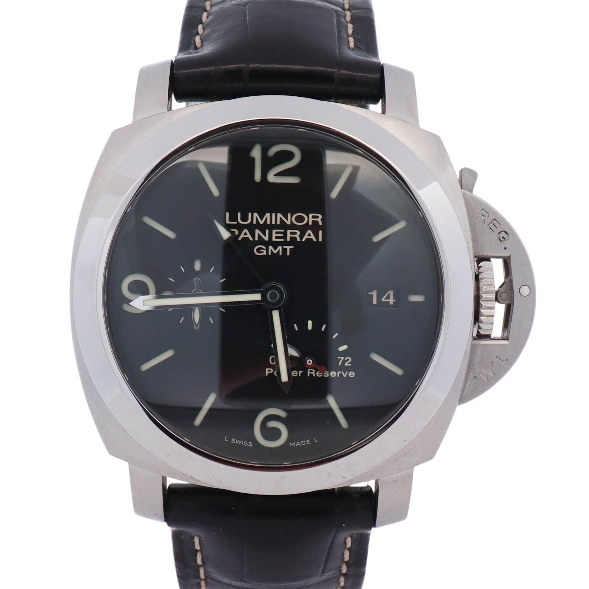 Panerai Luminor 1950 3 Days GMT 44mm Back Dial Watch Ref# PAM00321 - Happy Jewelers Fine Jewelry Lifetime Warranty