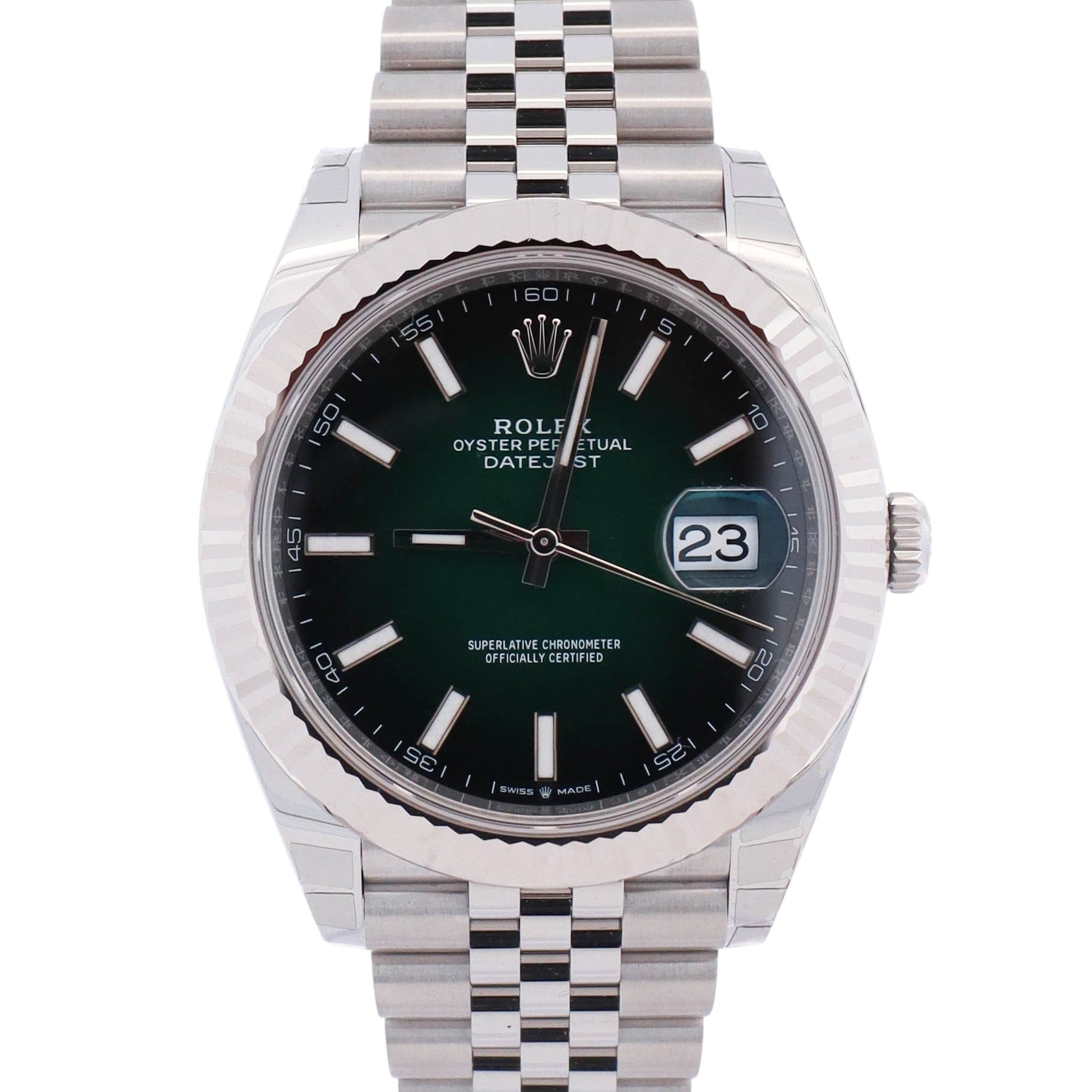 Rolex Datejust 41mm Green Ombre Dial Watch Ref# 126334
