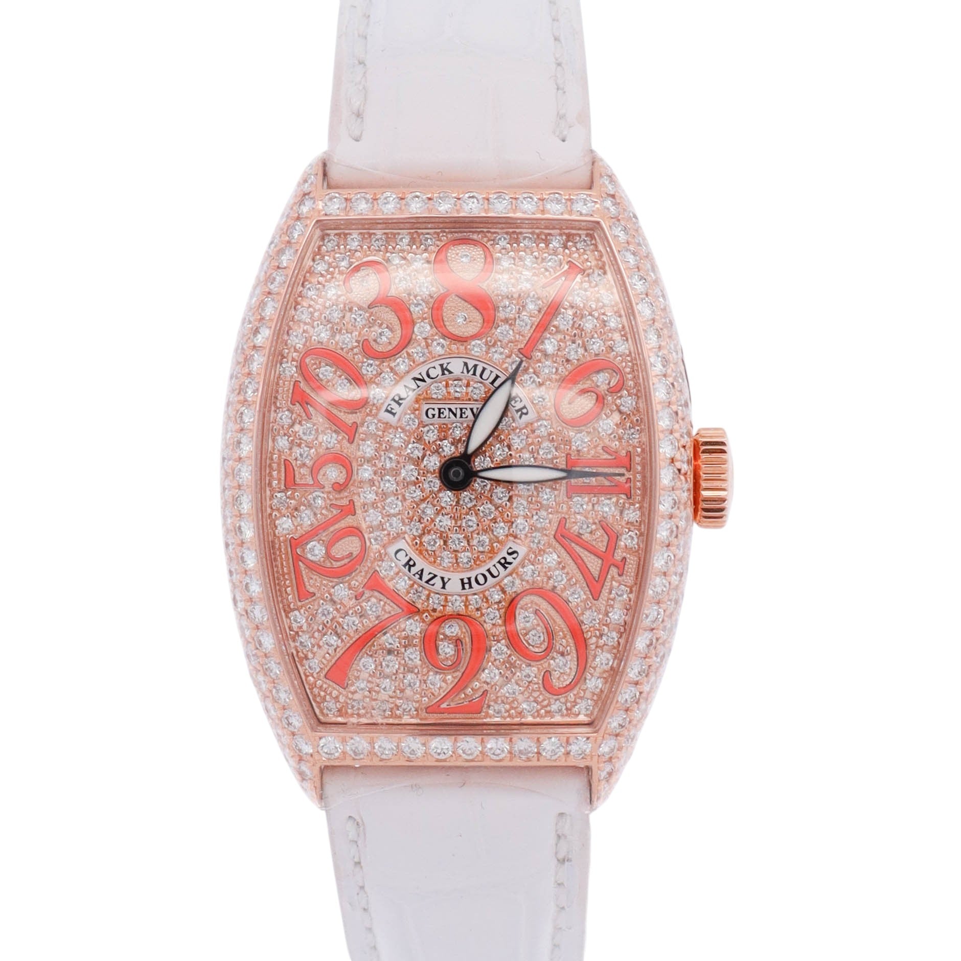 Frank Muller Cintree Curvex 32x45mm Factory Pave Orange Dial Watch Ref# 5850 CH D CD