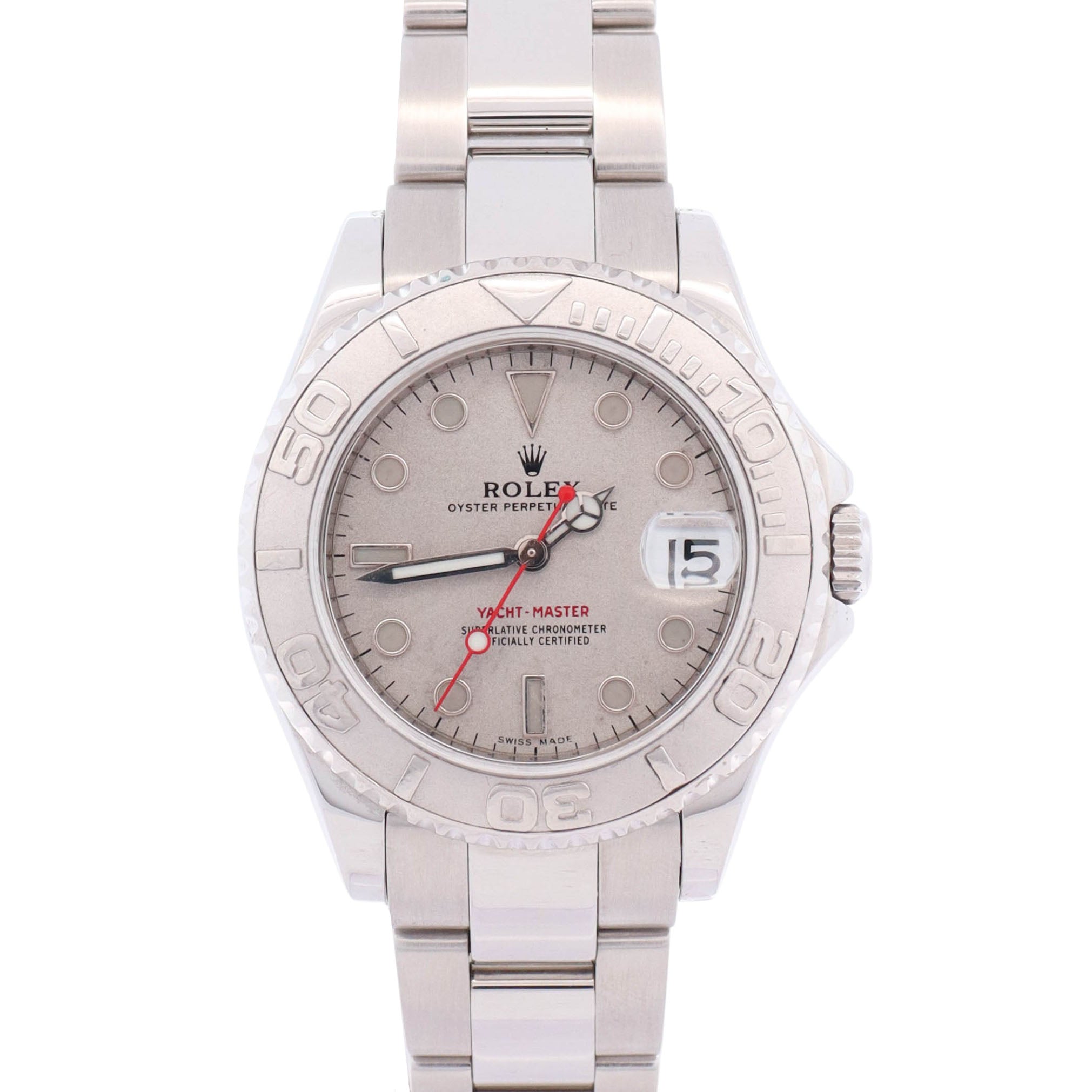 Rolex Yacht-Master 35mm Platinum Dial Watch Ref# 168622