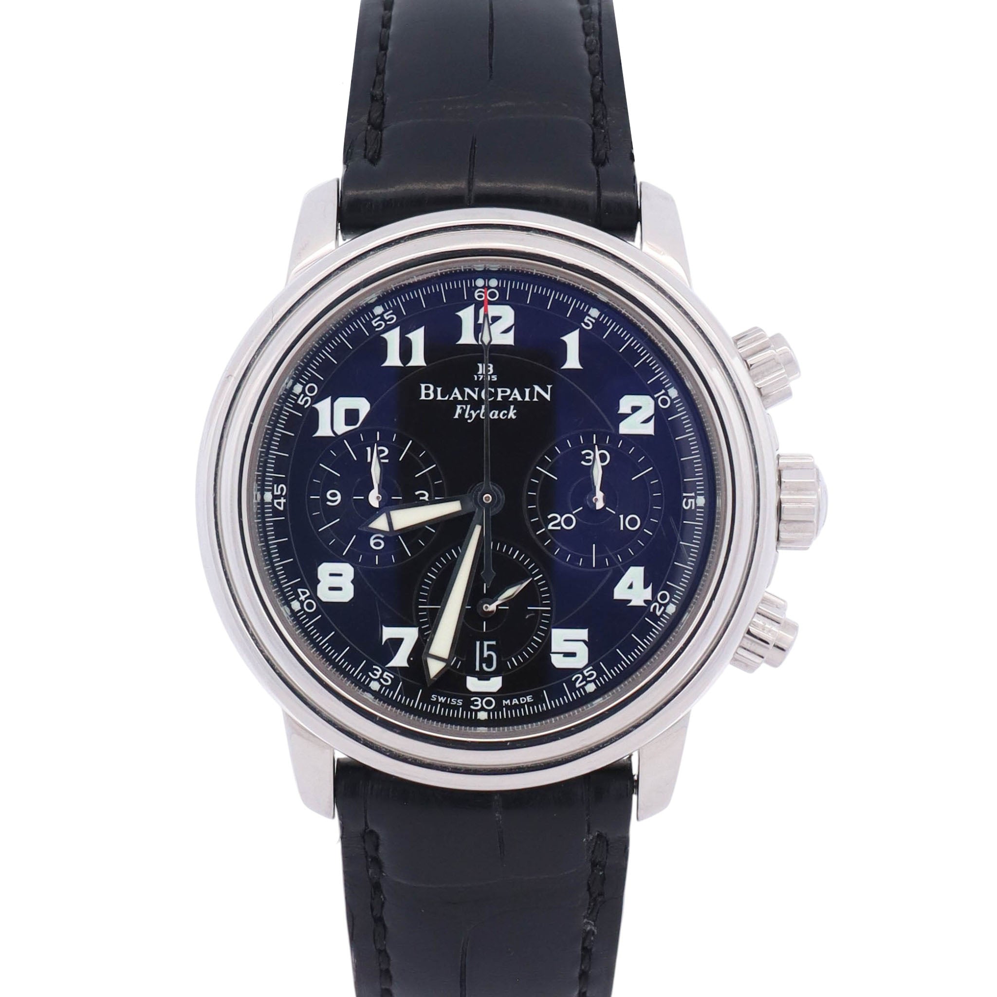 Blancpain Leman Flyback 38mm Black Dial Watch Ref# 2185F-1130-71