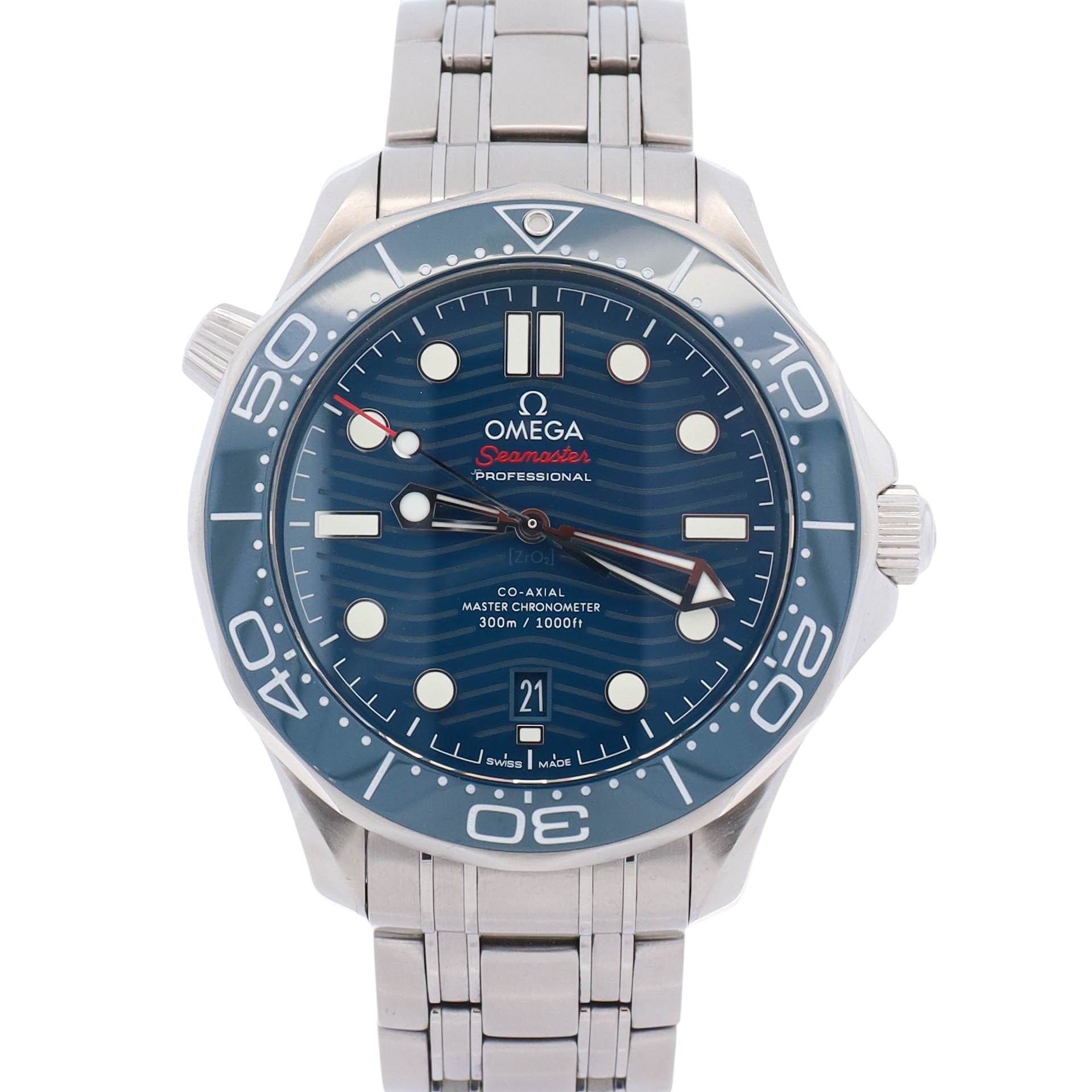 Omega Seamaster 42mm Blue Wave Dial Watch Ref# 210.30.42.20.03.001