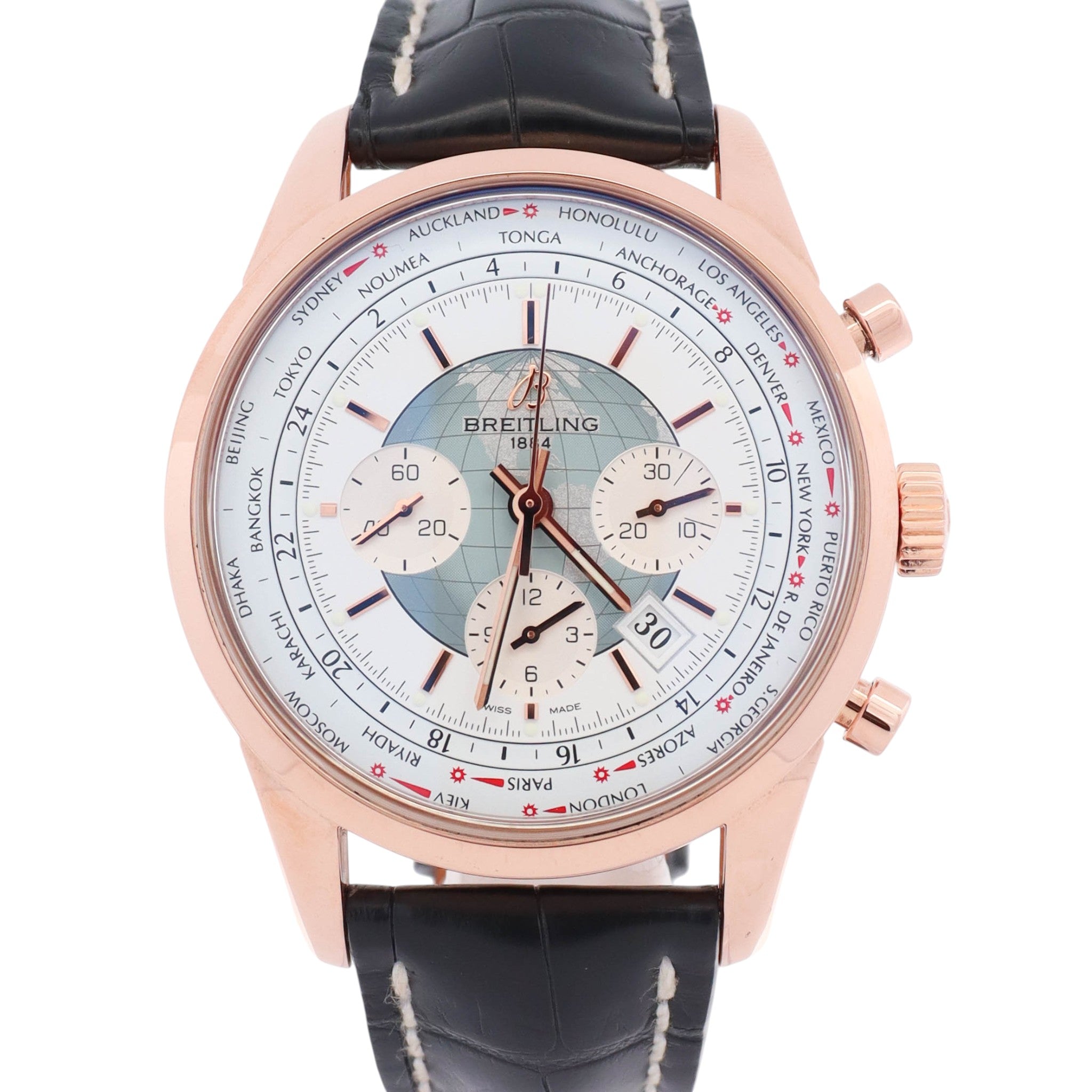 Bretling Transocean Unitime 46mm White Dial Watch Ref# RB0510