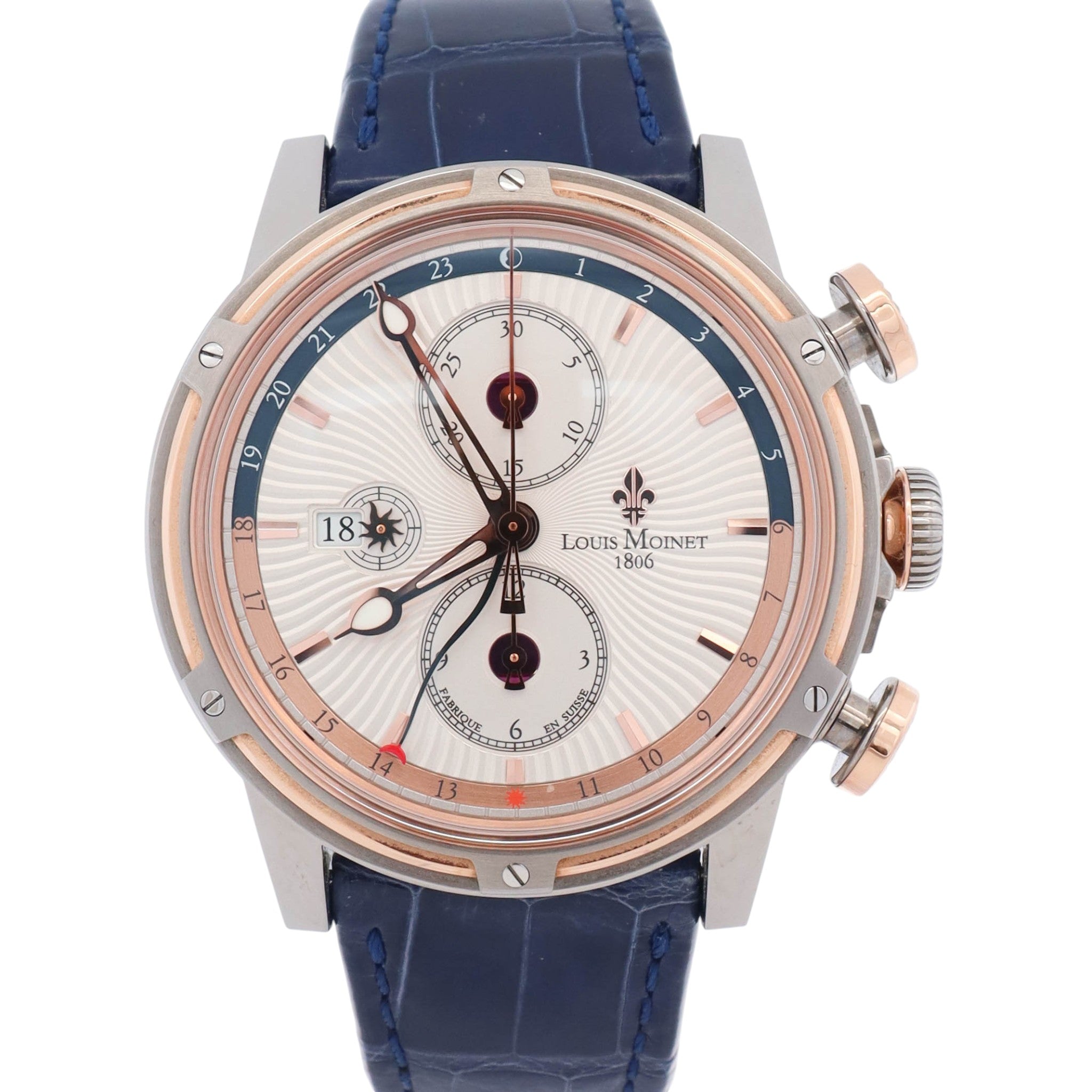 Louis Moinet Geograph 46mm Silver Dial Watch Ref# LM.78.40.65