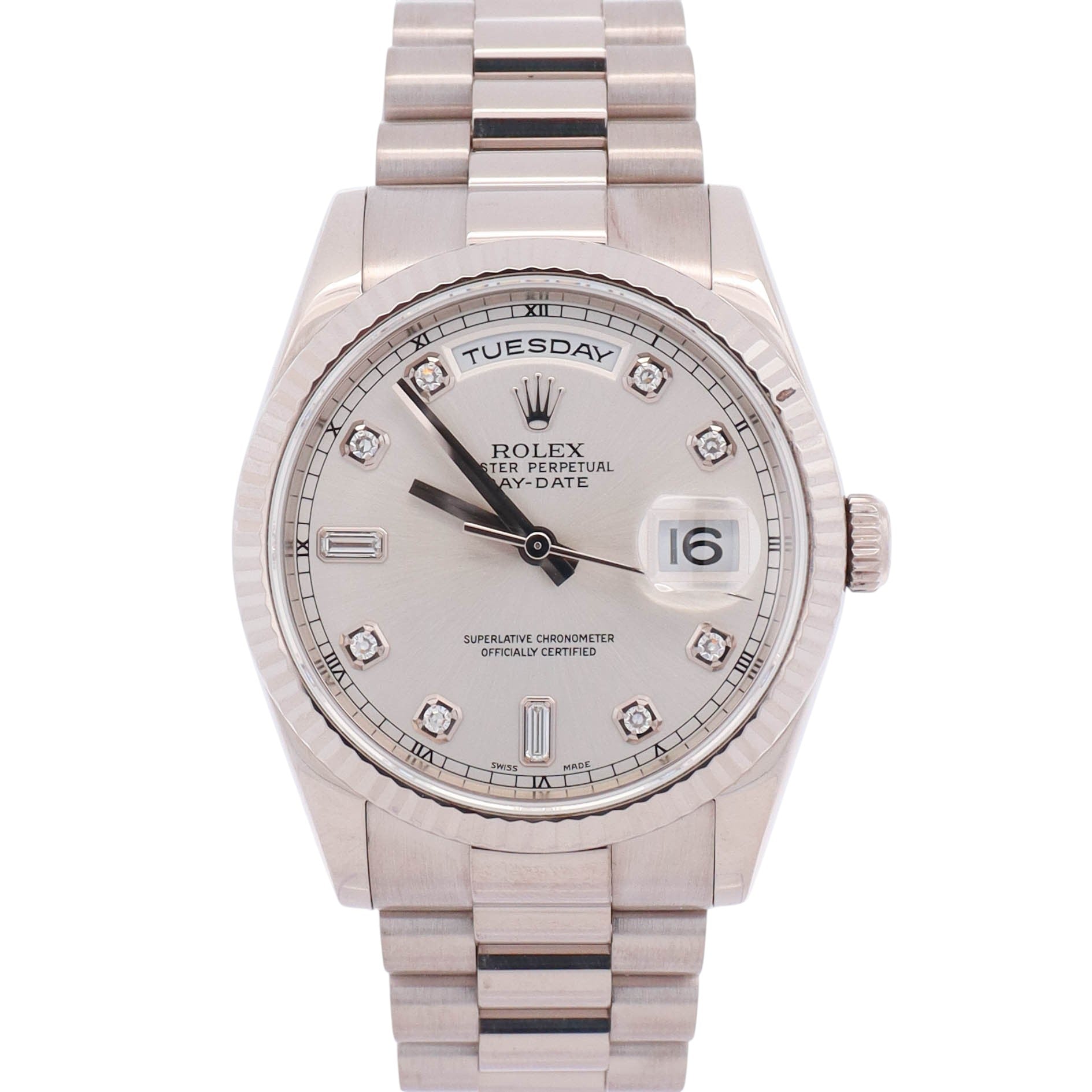 Rolex Day-Date 36mm Silver Dial Watch Ref# 118239
