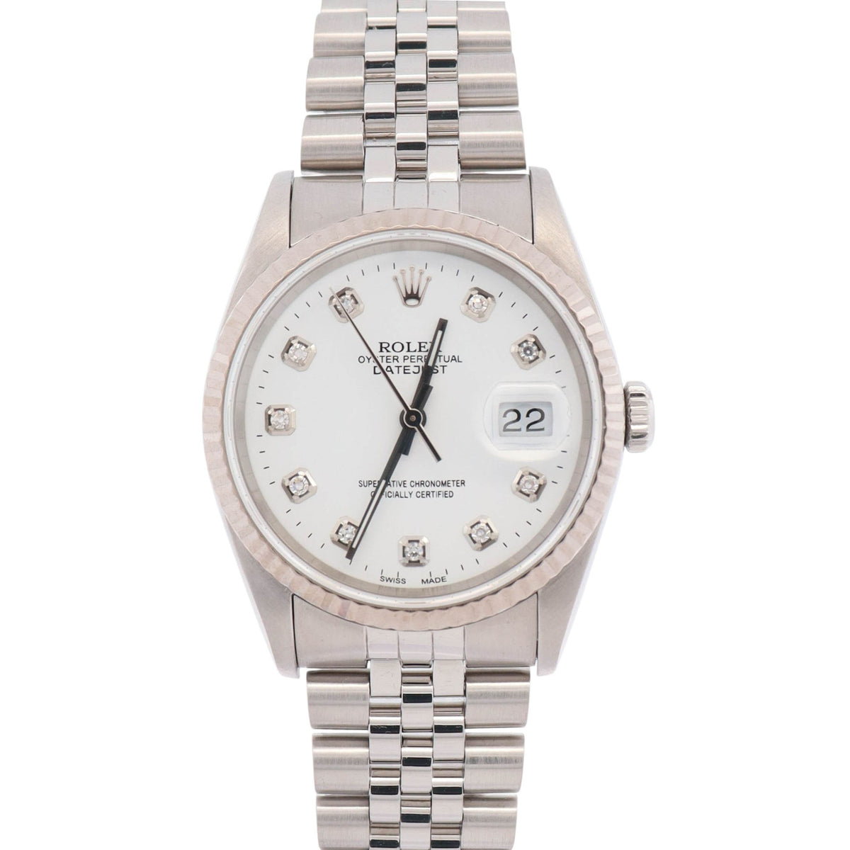 Rolex Datejust 36mm White Dial Watch Ref# 16234