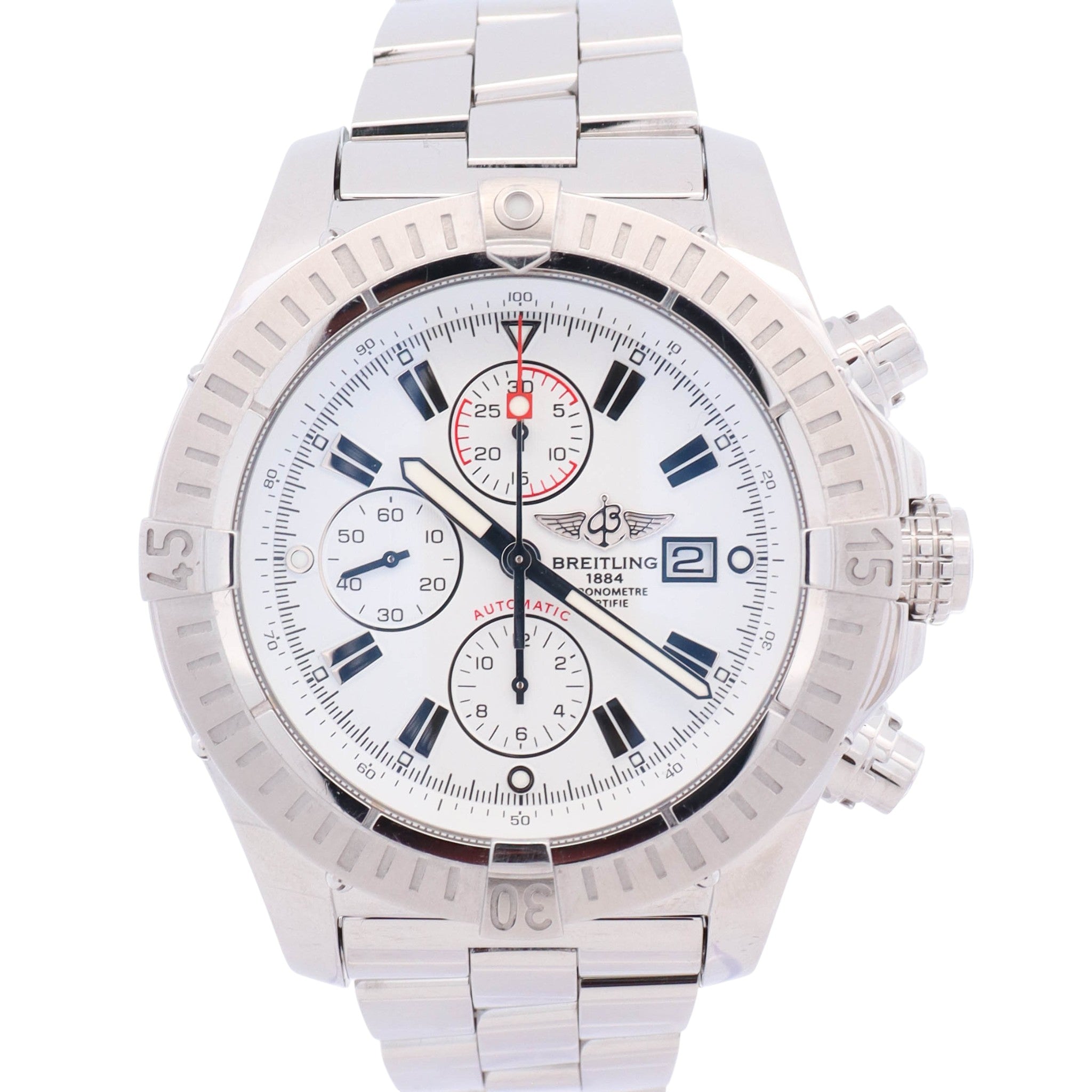 Breitling Super Avenger 48mm White Dial Watch Ref# A13370