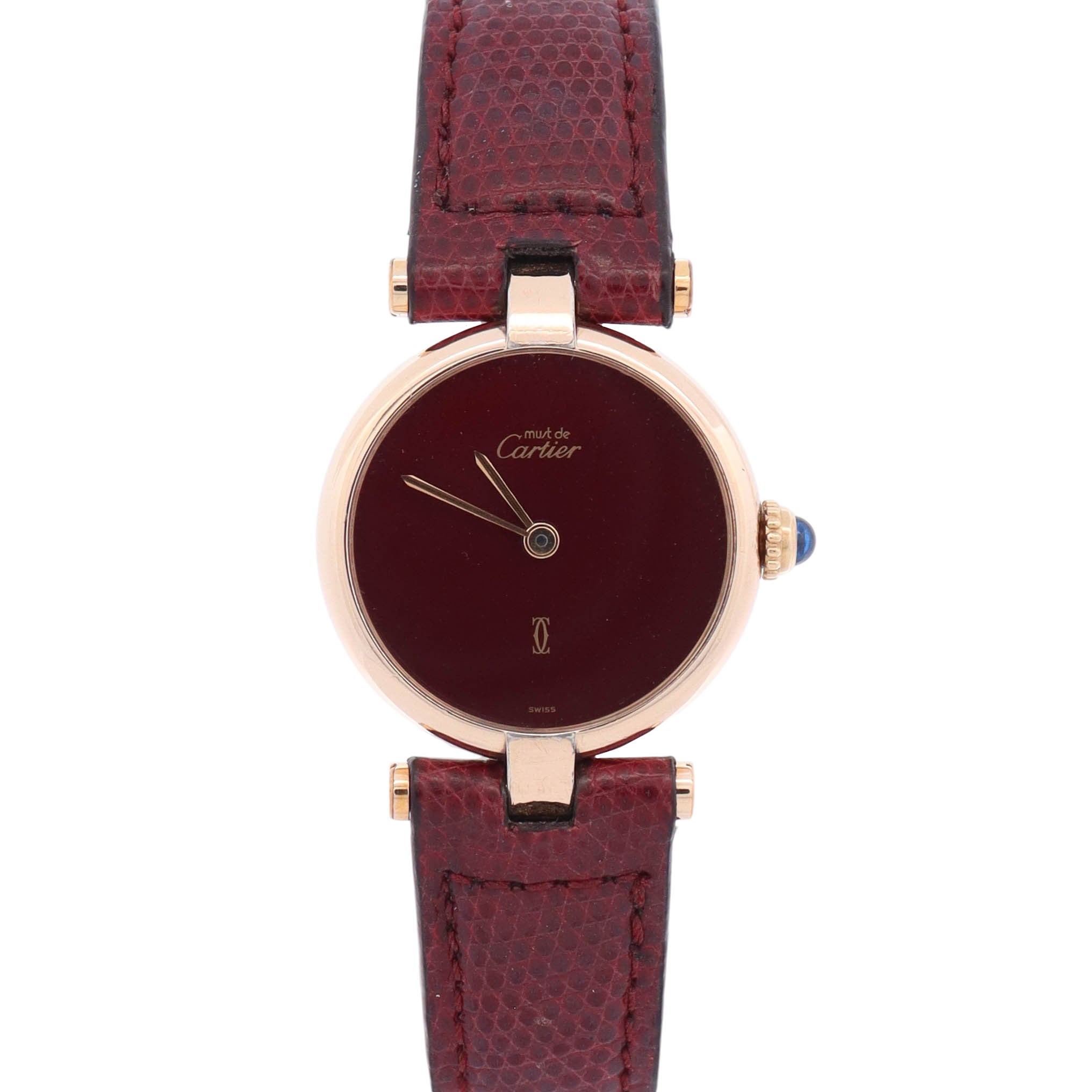 Cartier Must De Cartier 30mm Burgundy Dial Watch Ref# 1708