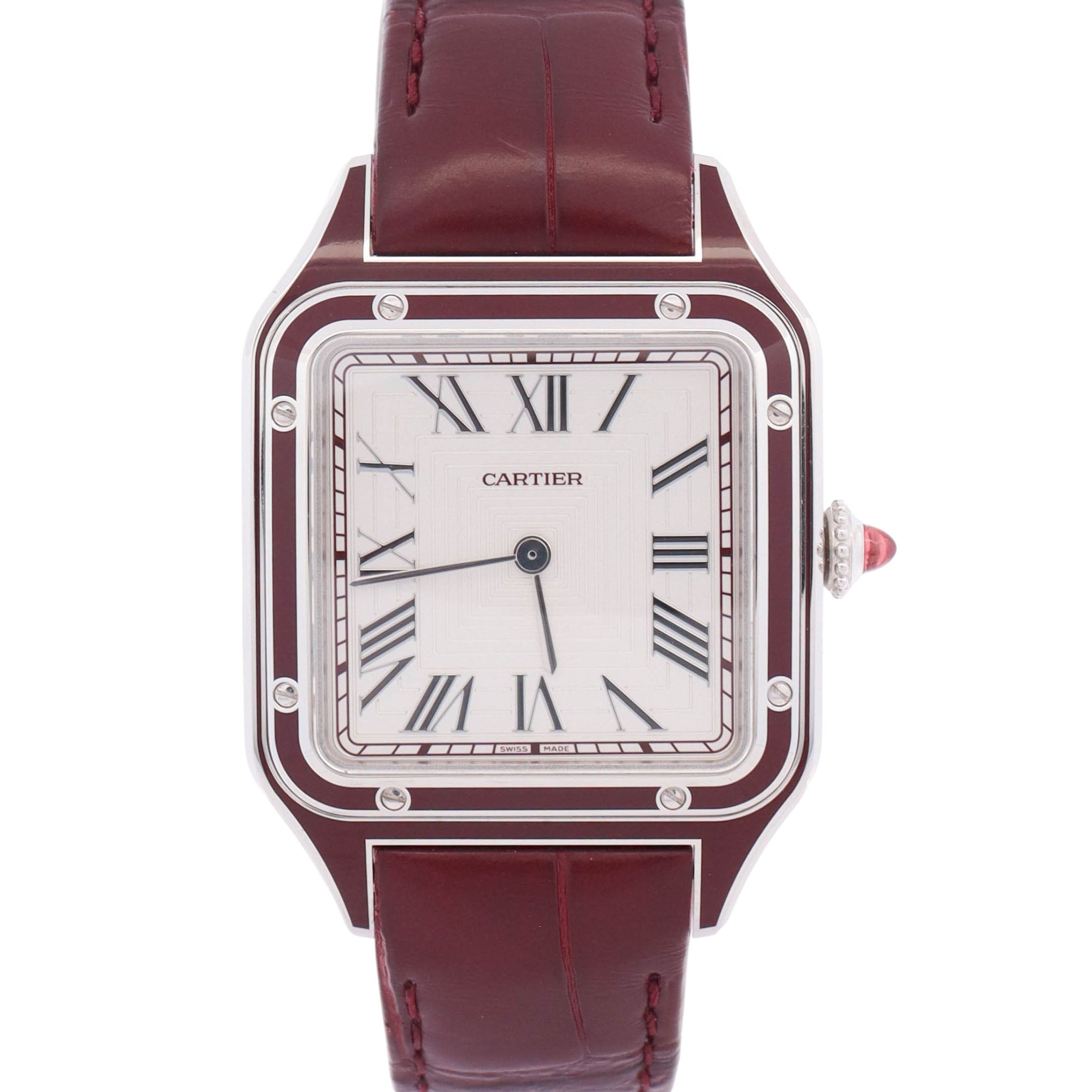 Cartier Santos Dumont 43.5x31.4mm Silver Dial Watch Ref# WGSA0053