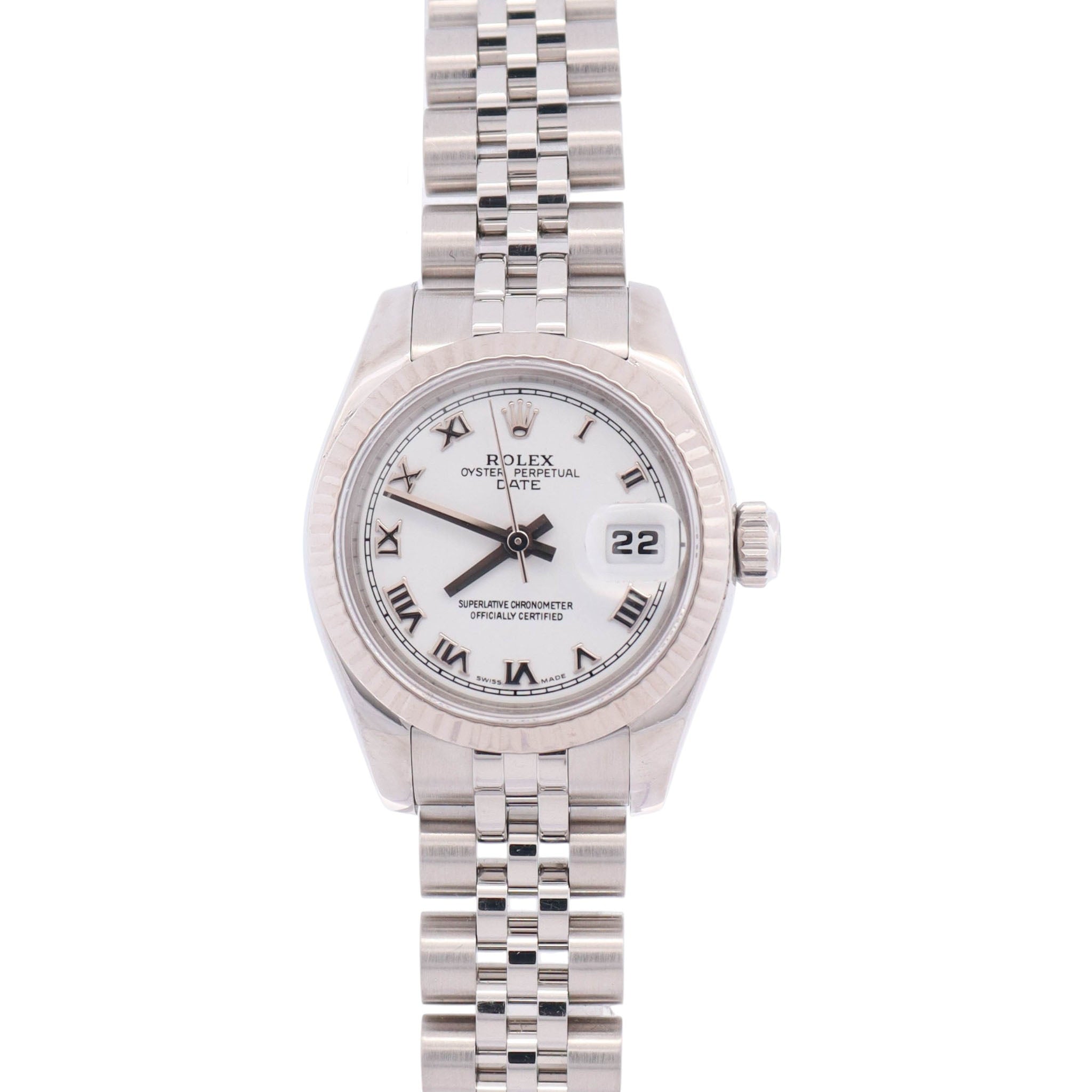 Rolex Datejust Stainless Steel 26mm White Dial Watch Ref# 179160