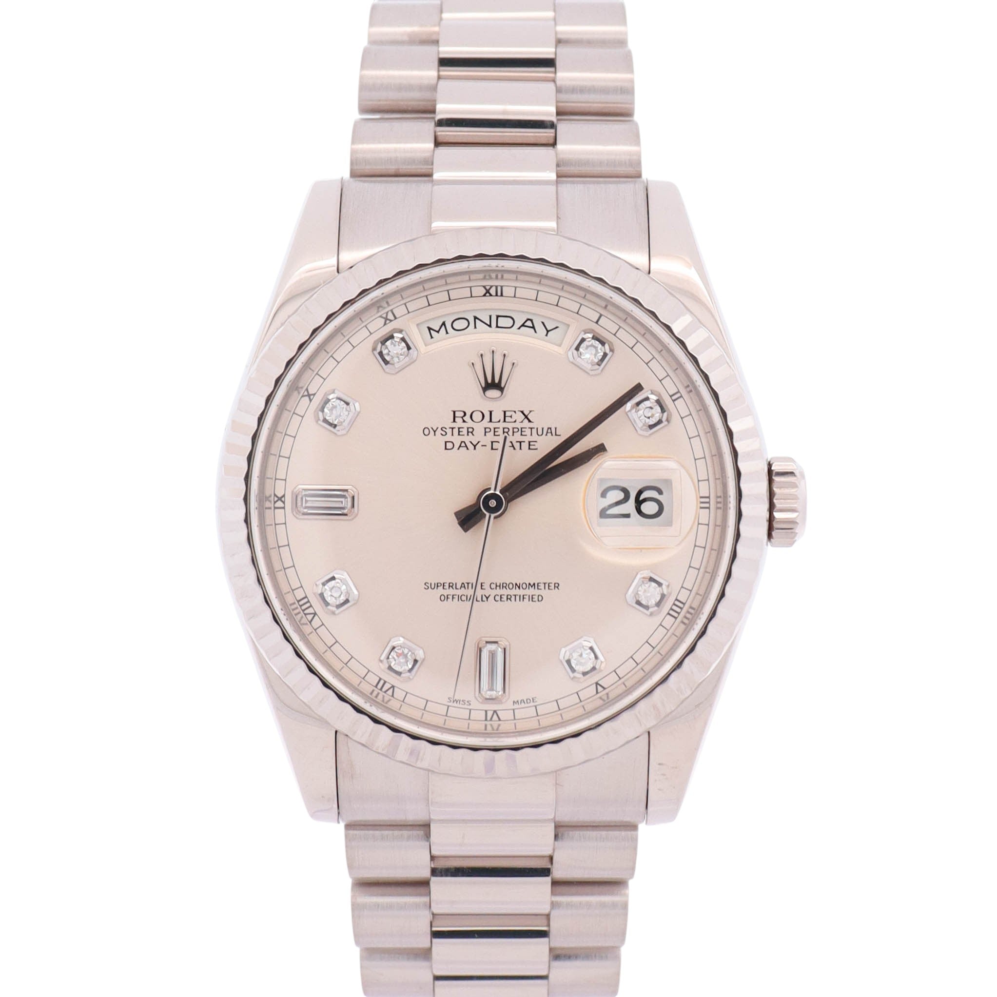 Rolex Day-Date 36mm Silver Dial Watch Ref# 118239