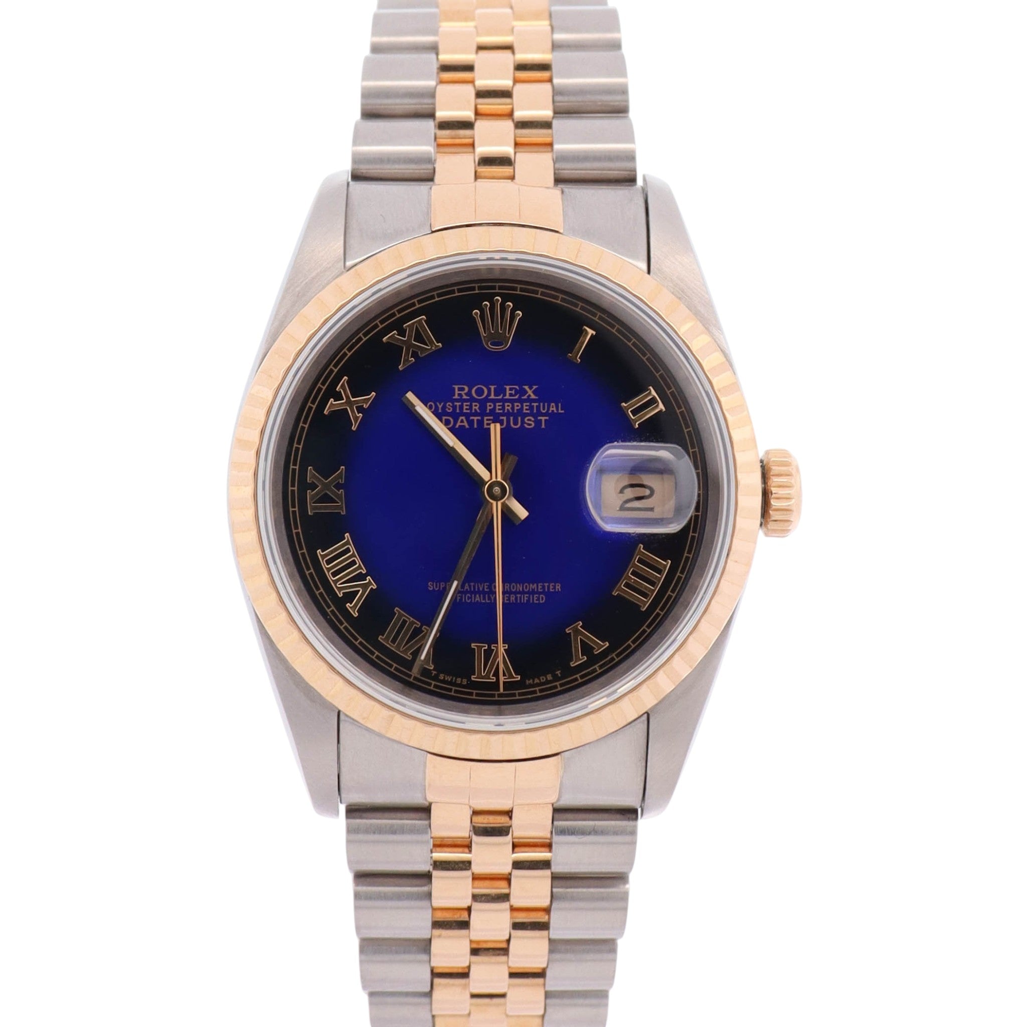 Rolex Datejust 36mm Custom Blue Ombre Dial Watch Ref# 16233