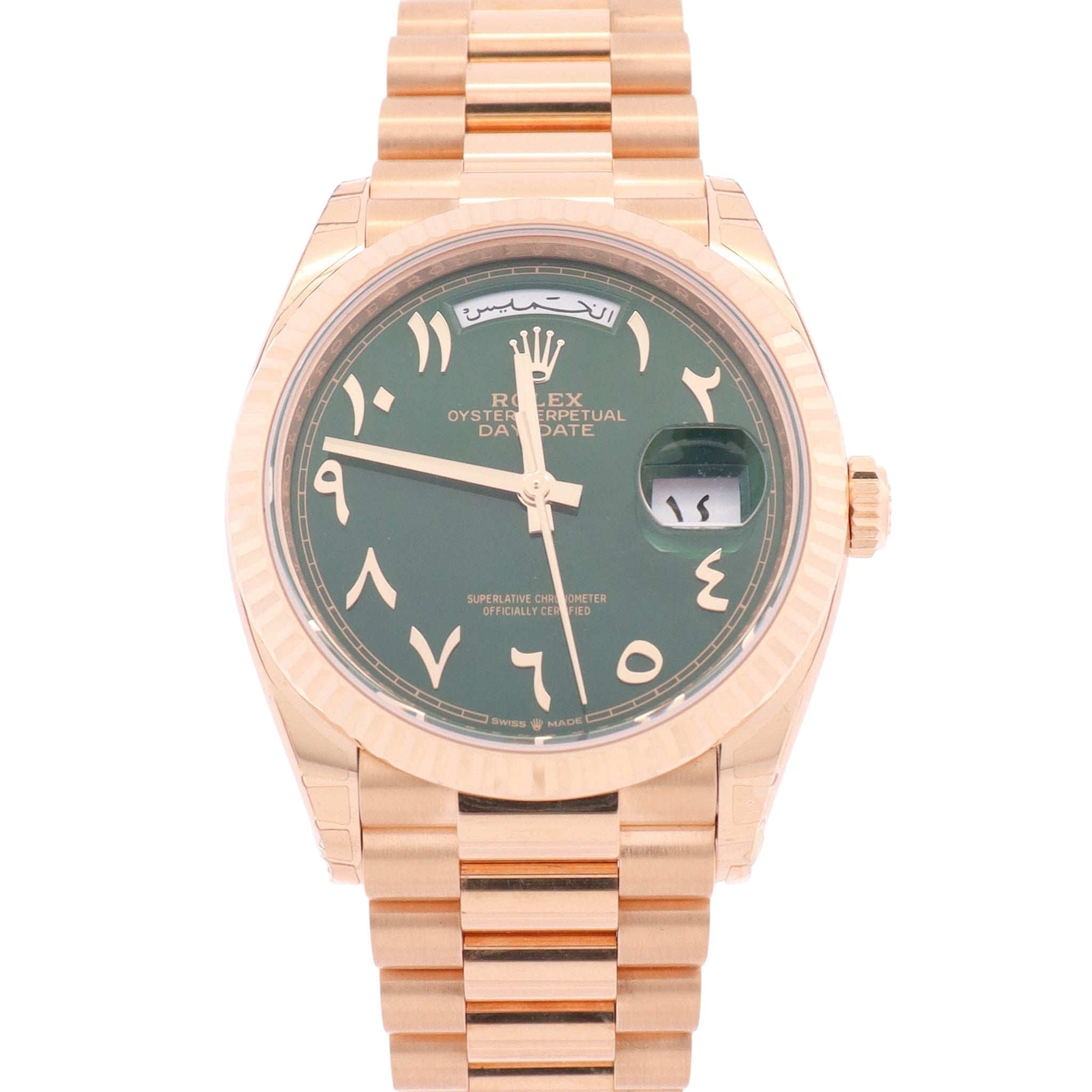 Rolex Day-Date 36mm Green Dial Watch Ref# 128238
