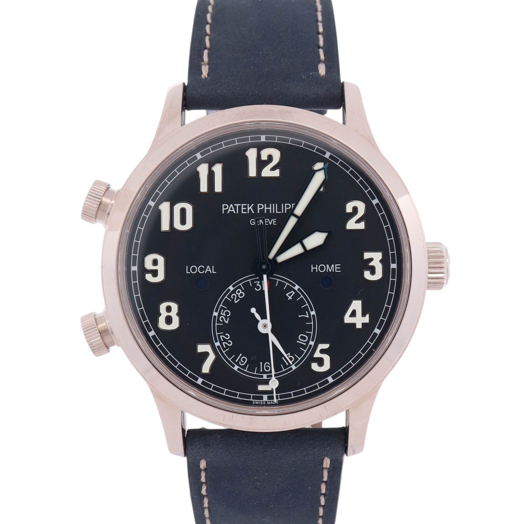 Patek Philippe Calatrava Pilot Travel Time 42mm Black Dial Watch Ref: 5524G-001