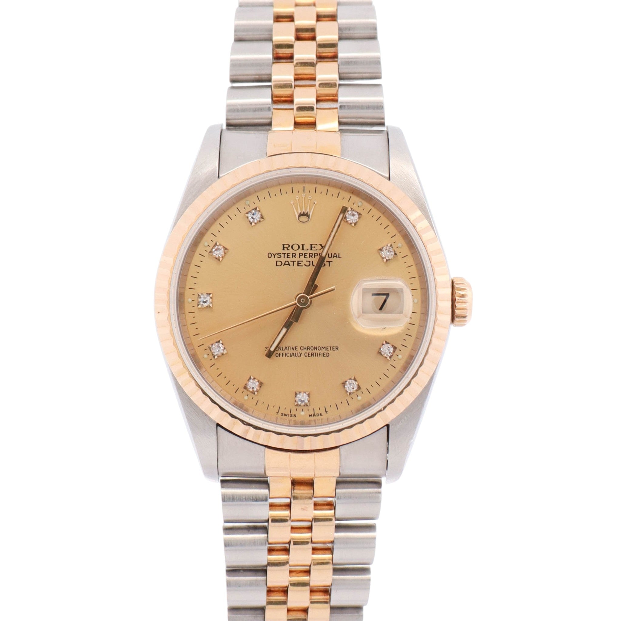 Rolex Datejust 36mm Champagne Dial Watch Ref# 16233