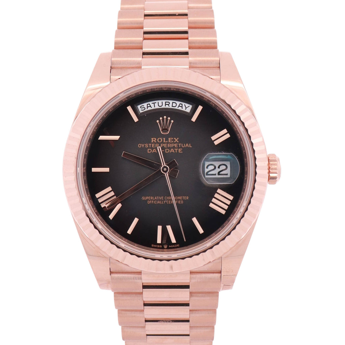 Rolex Day-Date 40mm Ombre Black Dial Watch Ref# 228235